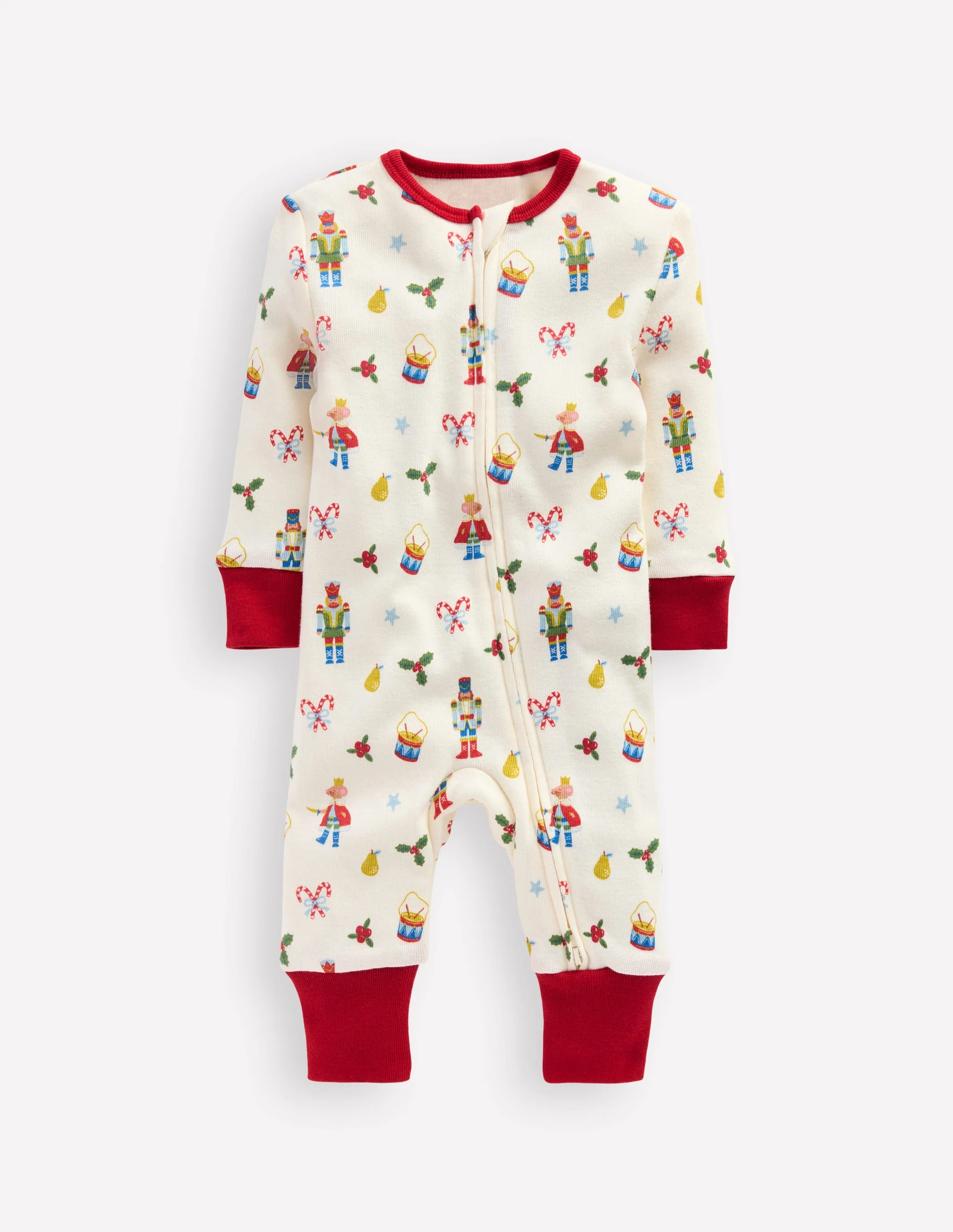 Single All-in-One Romper-Ivory Festive