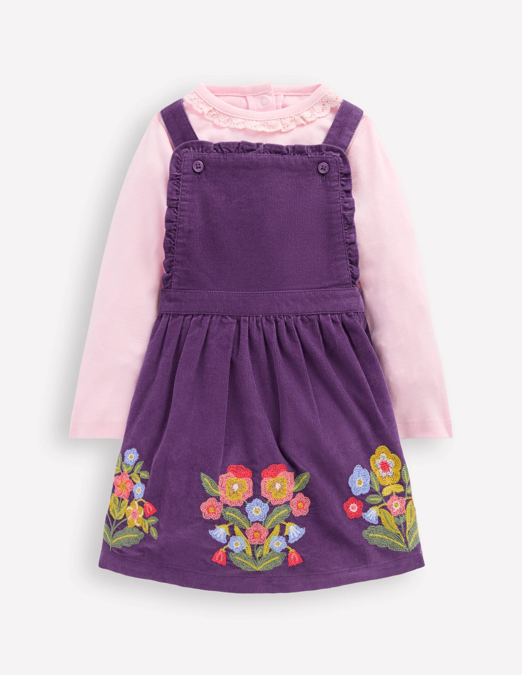 Embroidered Woven Pinnie Set-Mystic Purple