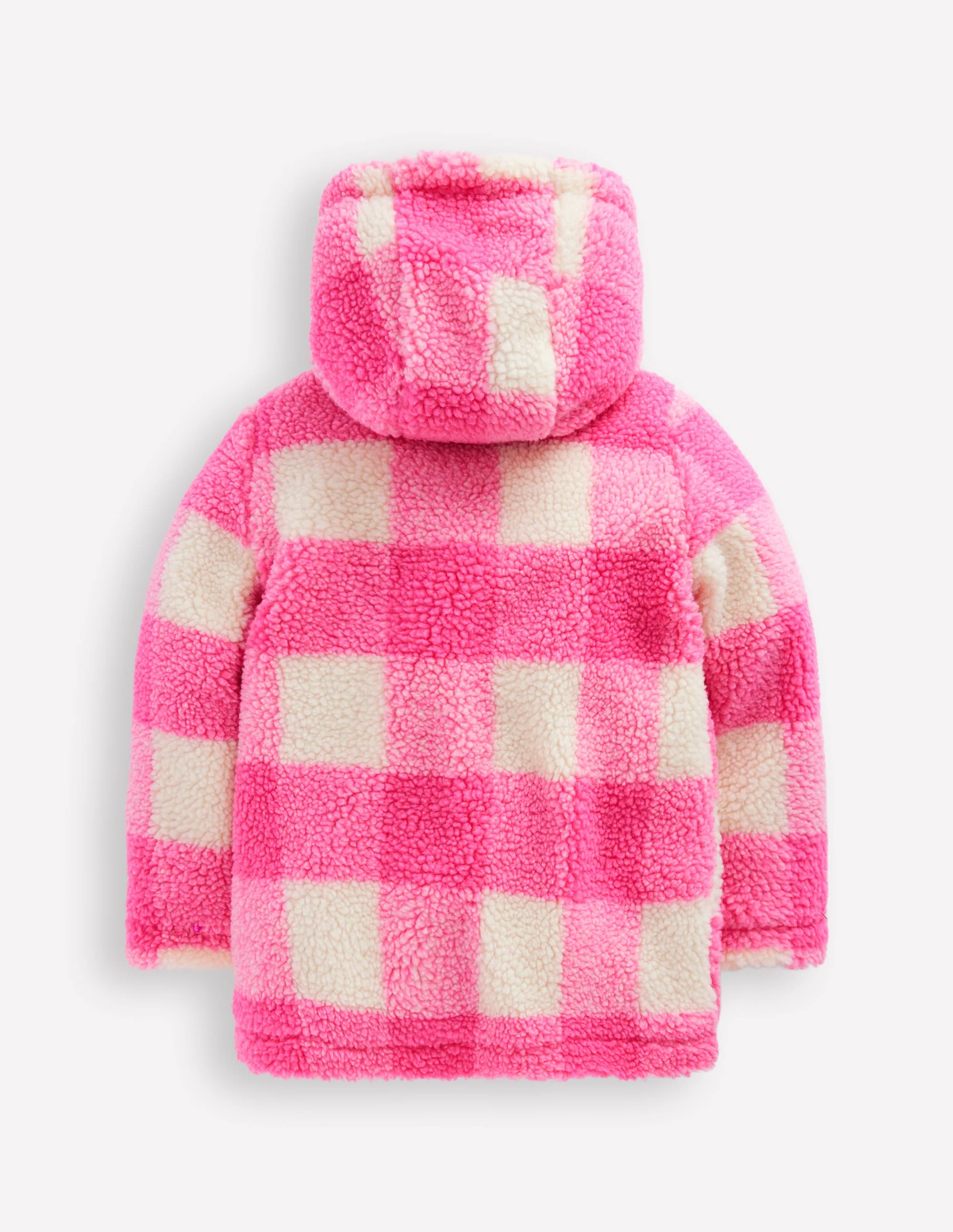 Borg Duffle Coat-Azalea Pink Gingham