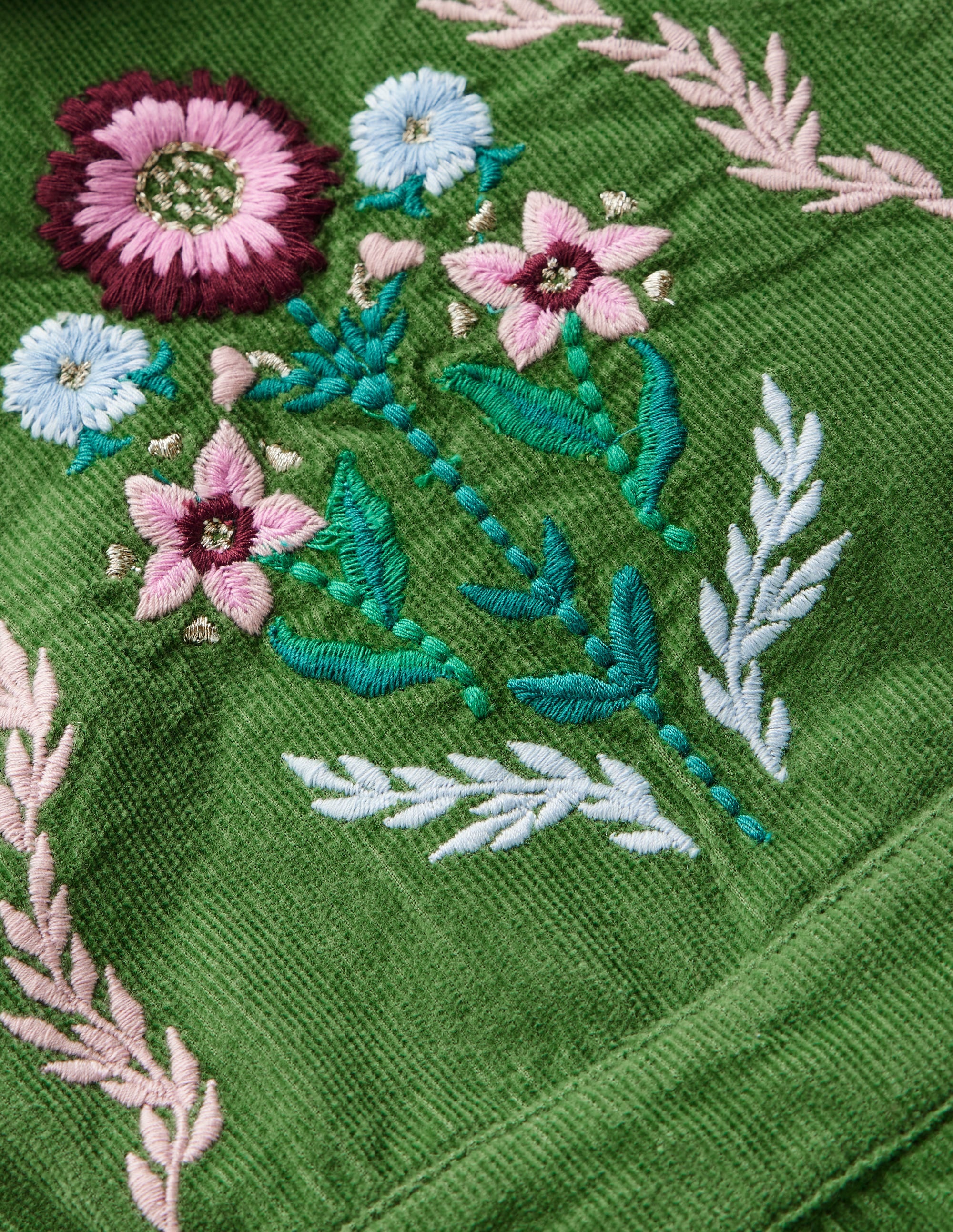 Woven Overalls Set-Broccoli Green Embroidered