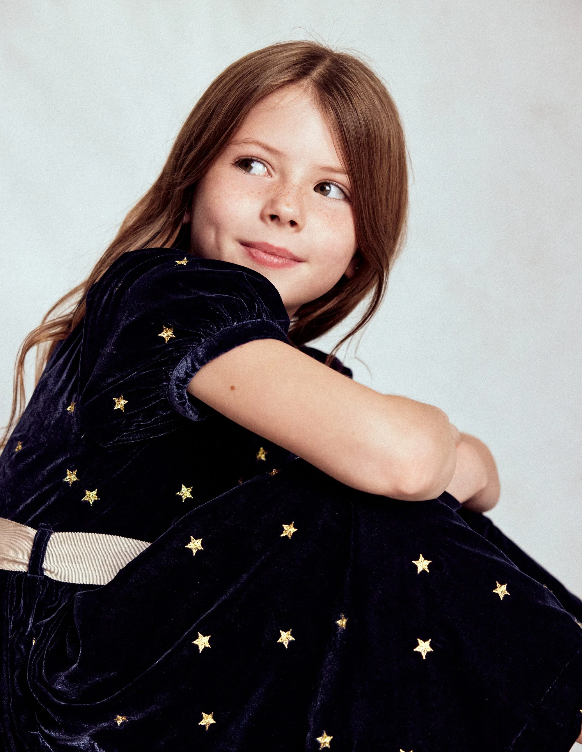 Velvet Party dress-College Navy Gold Stars