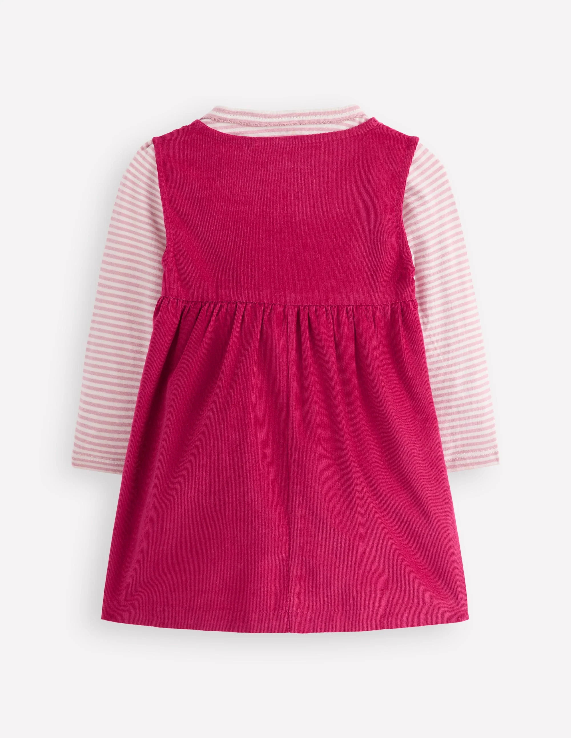 Woven Pinny Dress Set-Bright Cherry Kittens