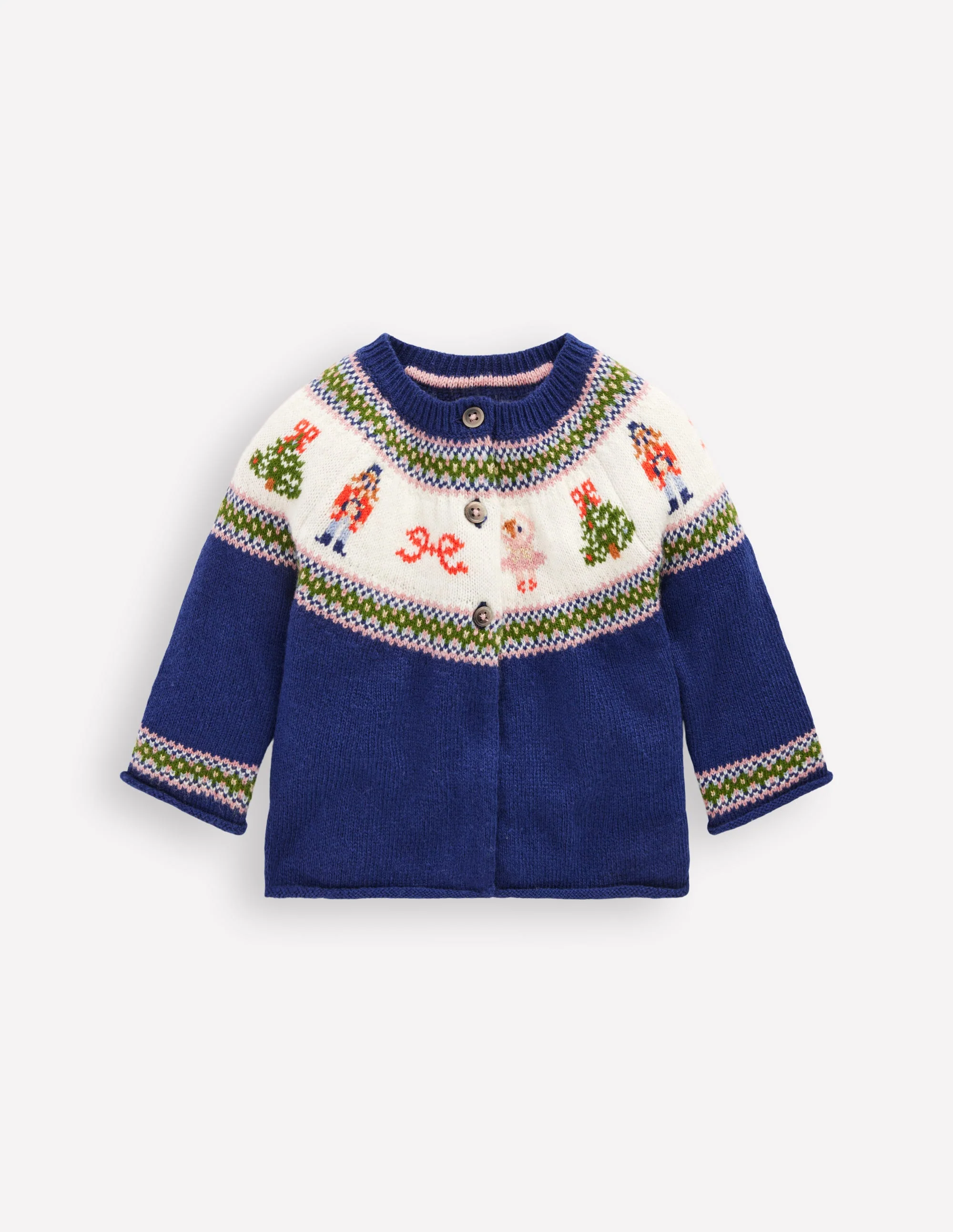 Edie Fair Isle Cardigan-College Navy Nutcracker