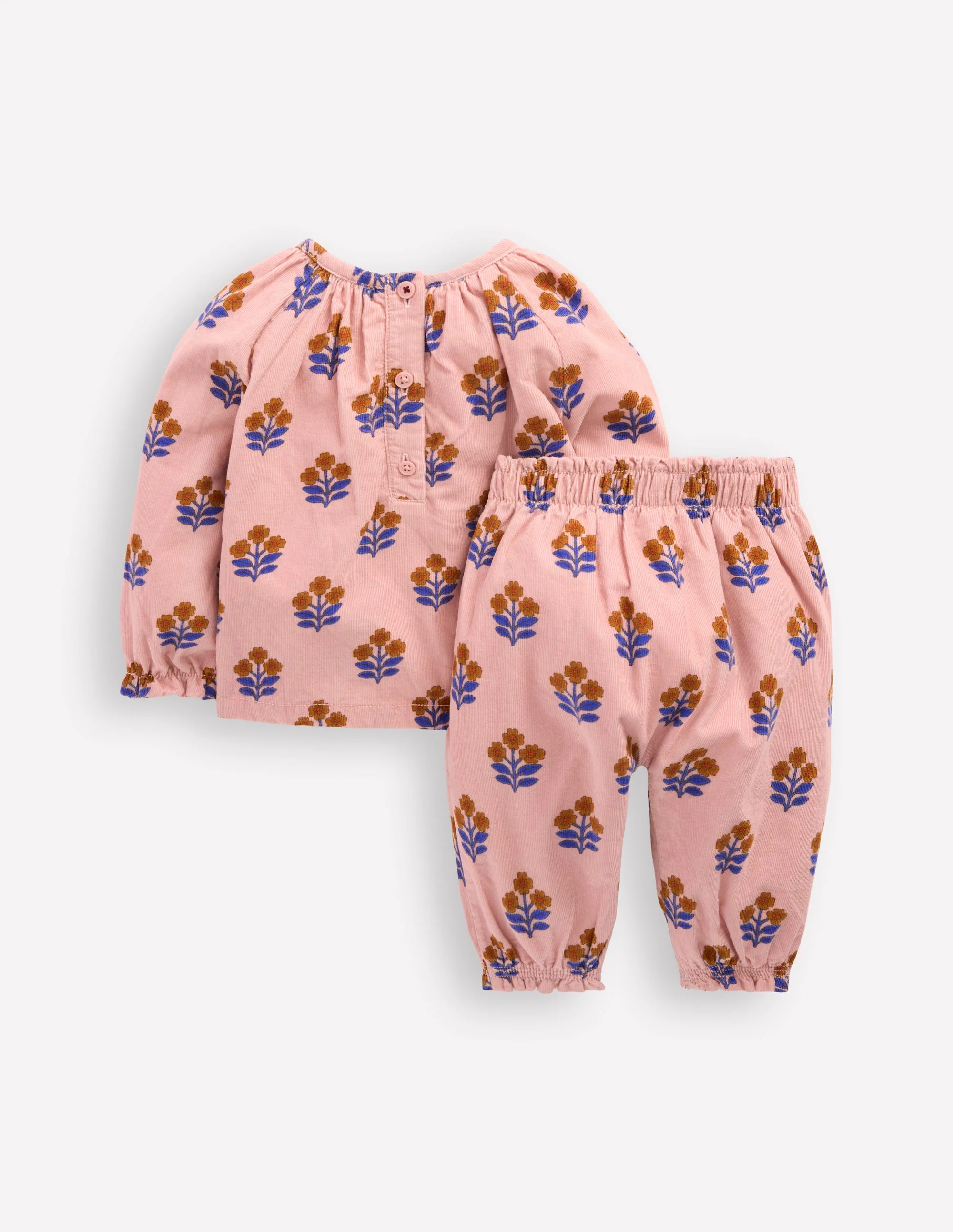 Woven Co-ord Play set-Pink Vintage Woodblock