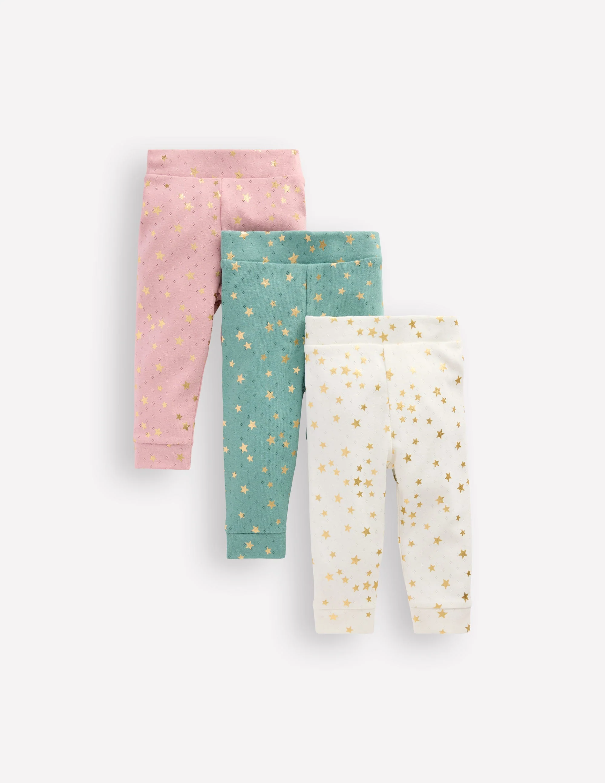Pointelle 3-pack Leggings-Multi Foil Stars