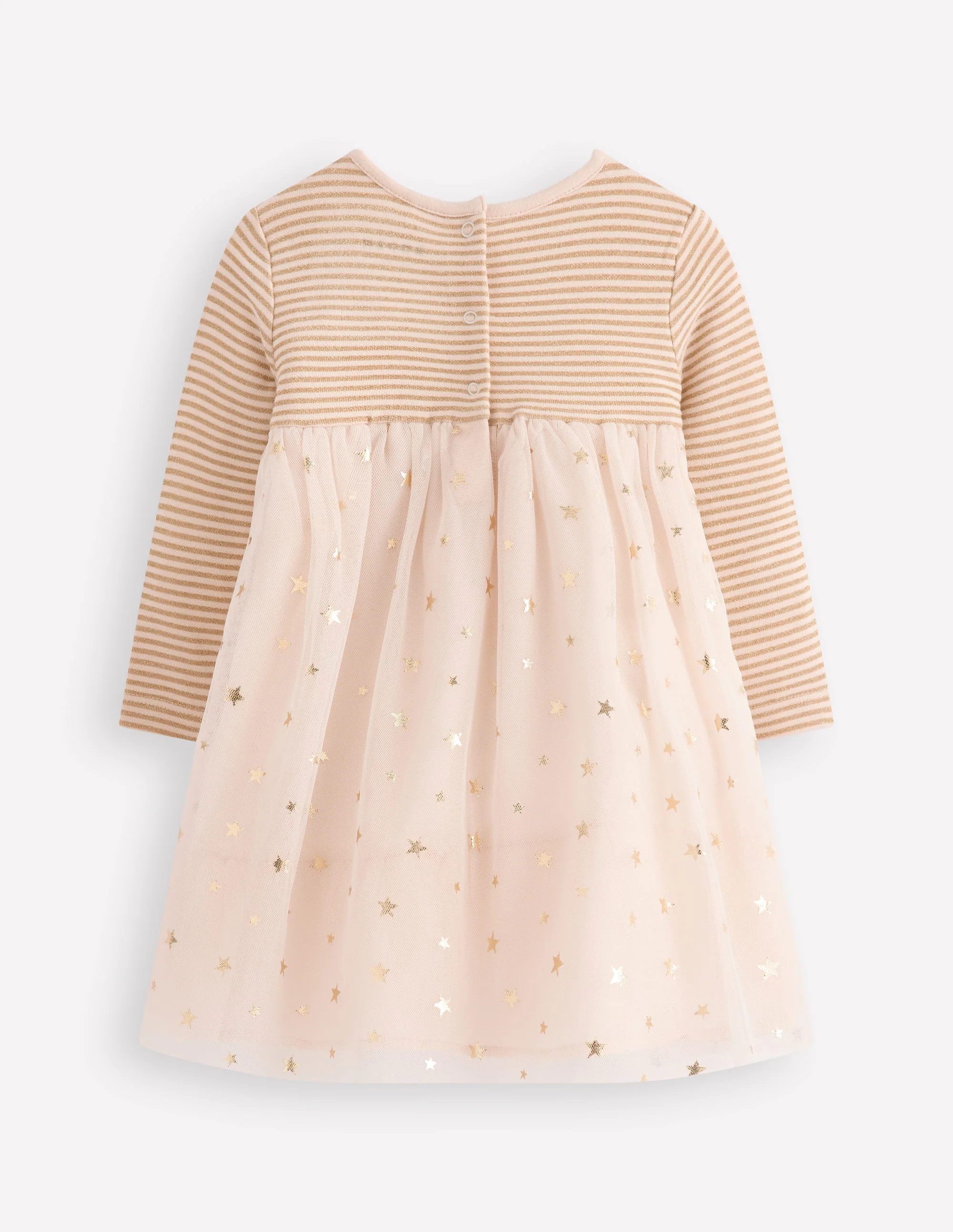 Jersey Tulle Dress-Soft Ivory/Gold Confetti