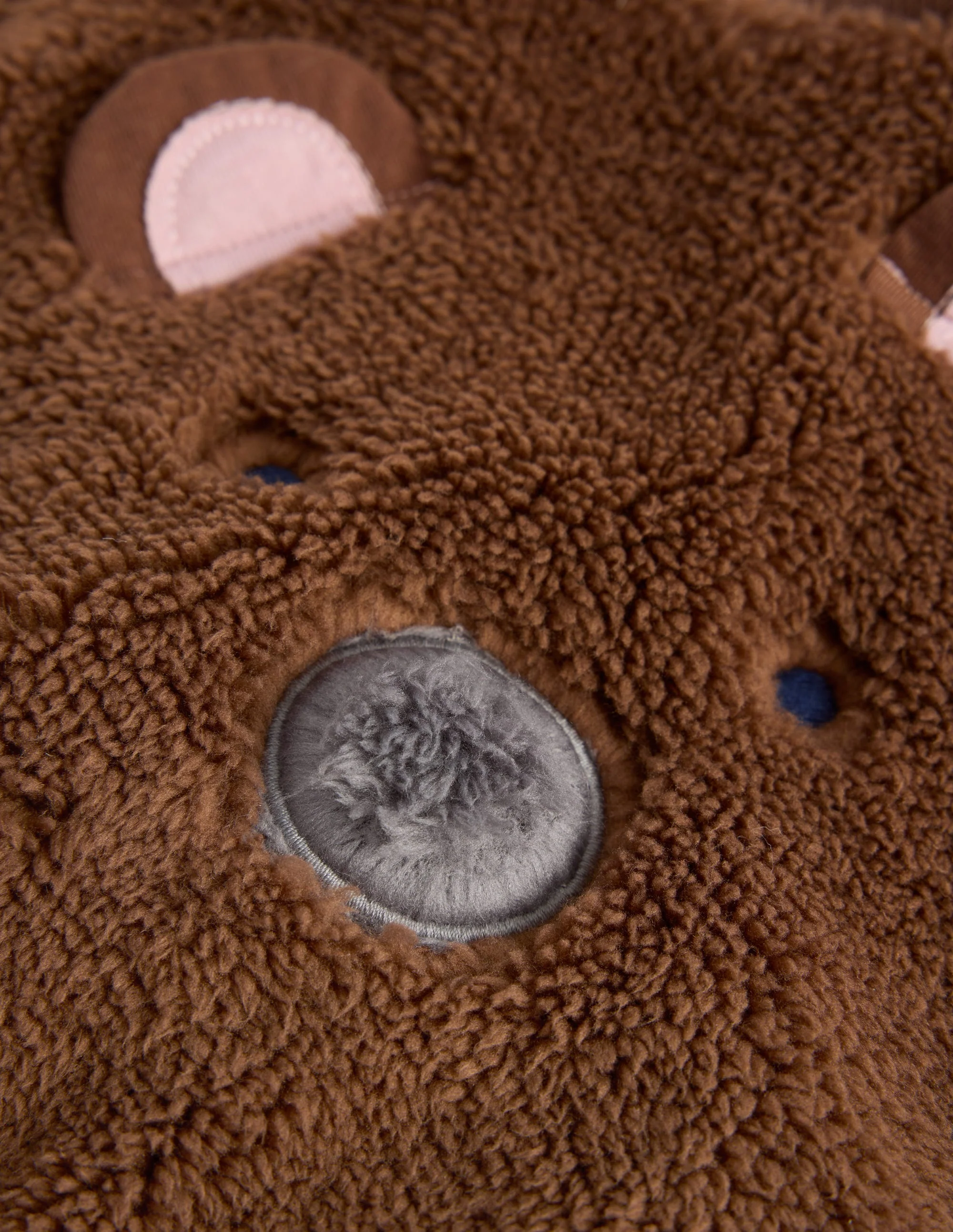 Novelty Borg Sweatshirt Set-Brown Bear