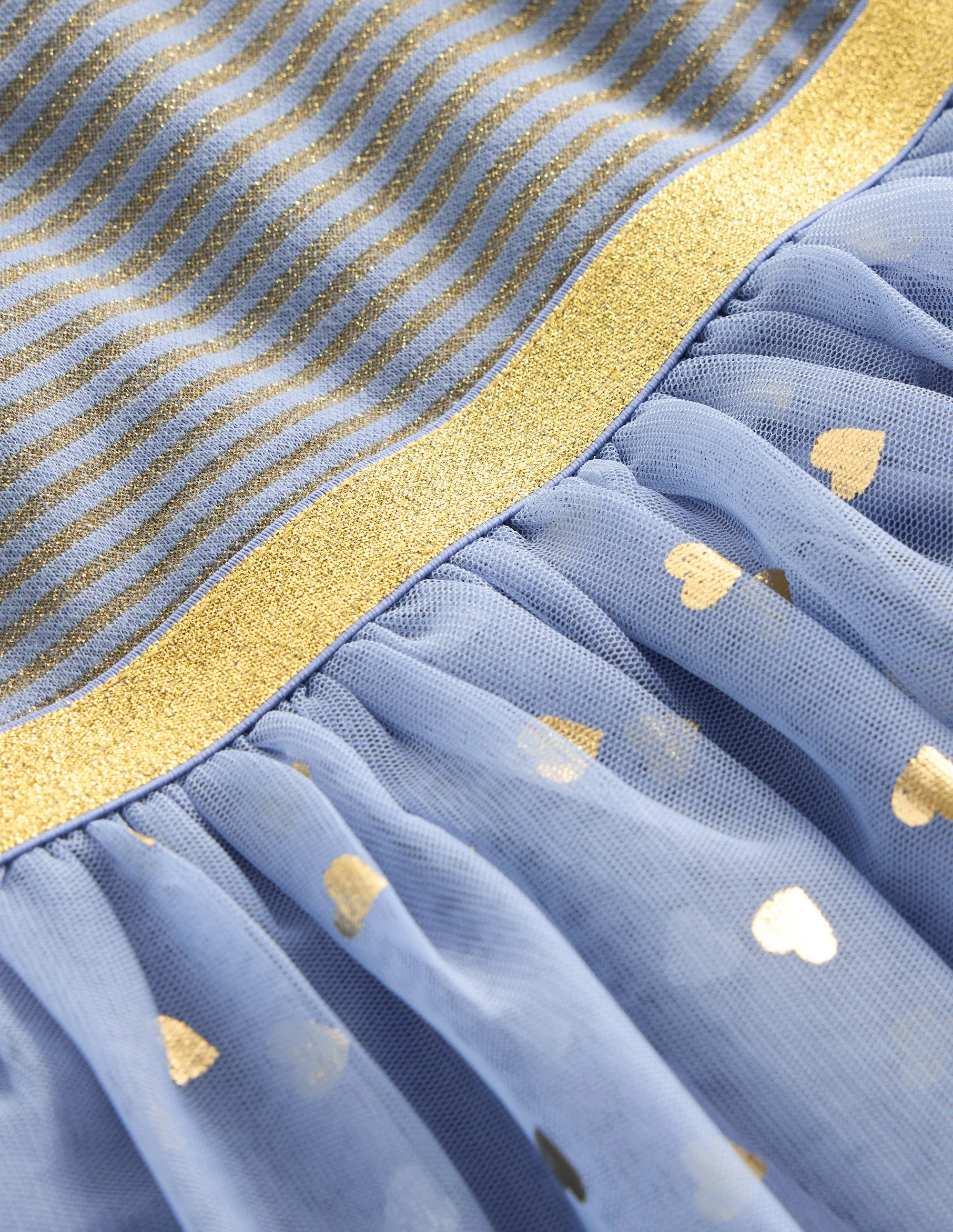 Twirly Tulle Mix Dress-Stormbolt Blue/ Gold Confetti