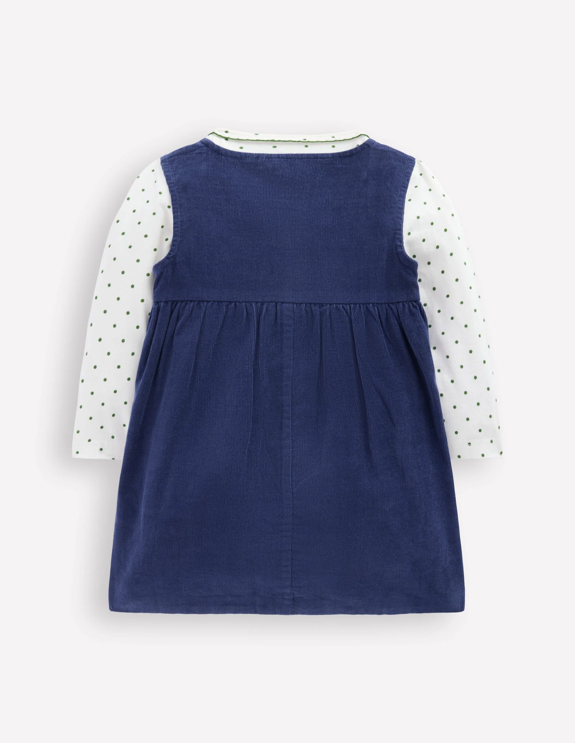 Woven Pinny Dress Set-College Navy Cherries