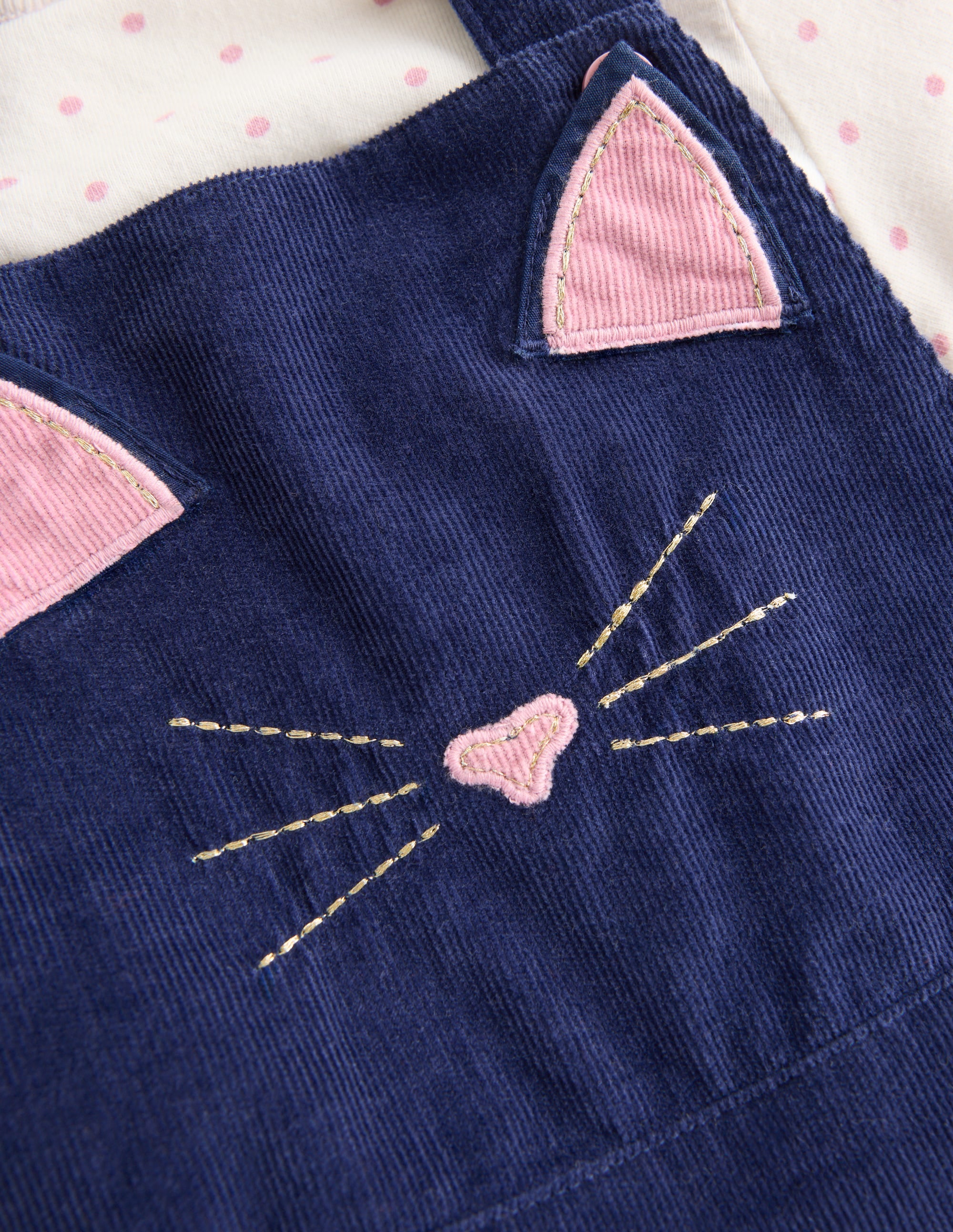 Woven Overalls Set-Navy Cat