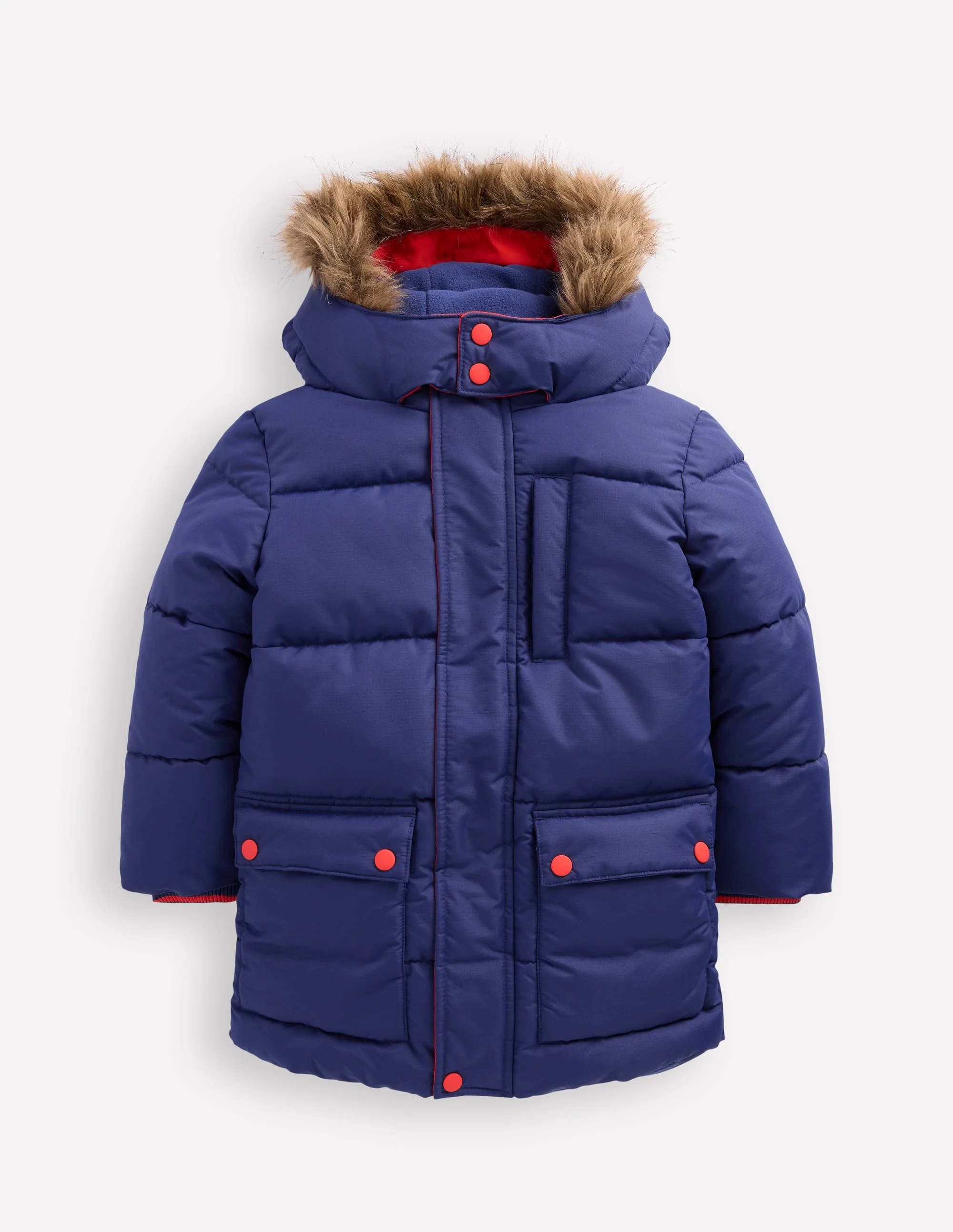 Fleece Lined Padded Coat-Navy