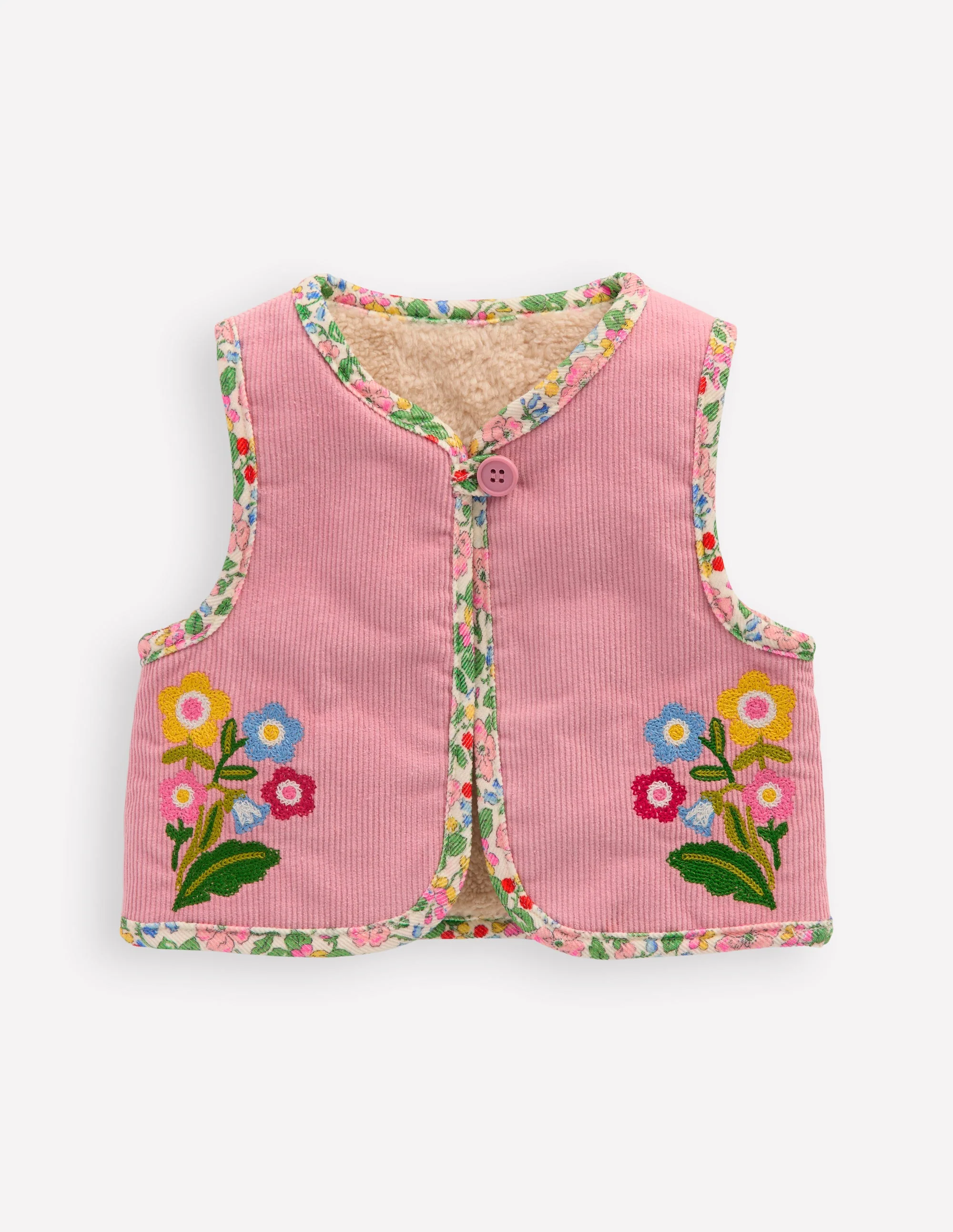 Reversible Embroidered Gilet-Zephyr/Coconut Milk