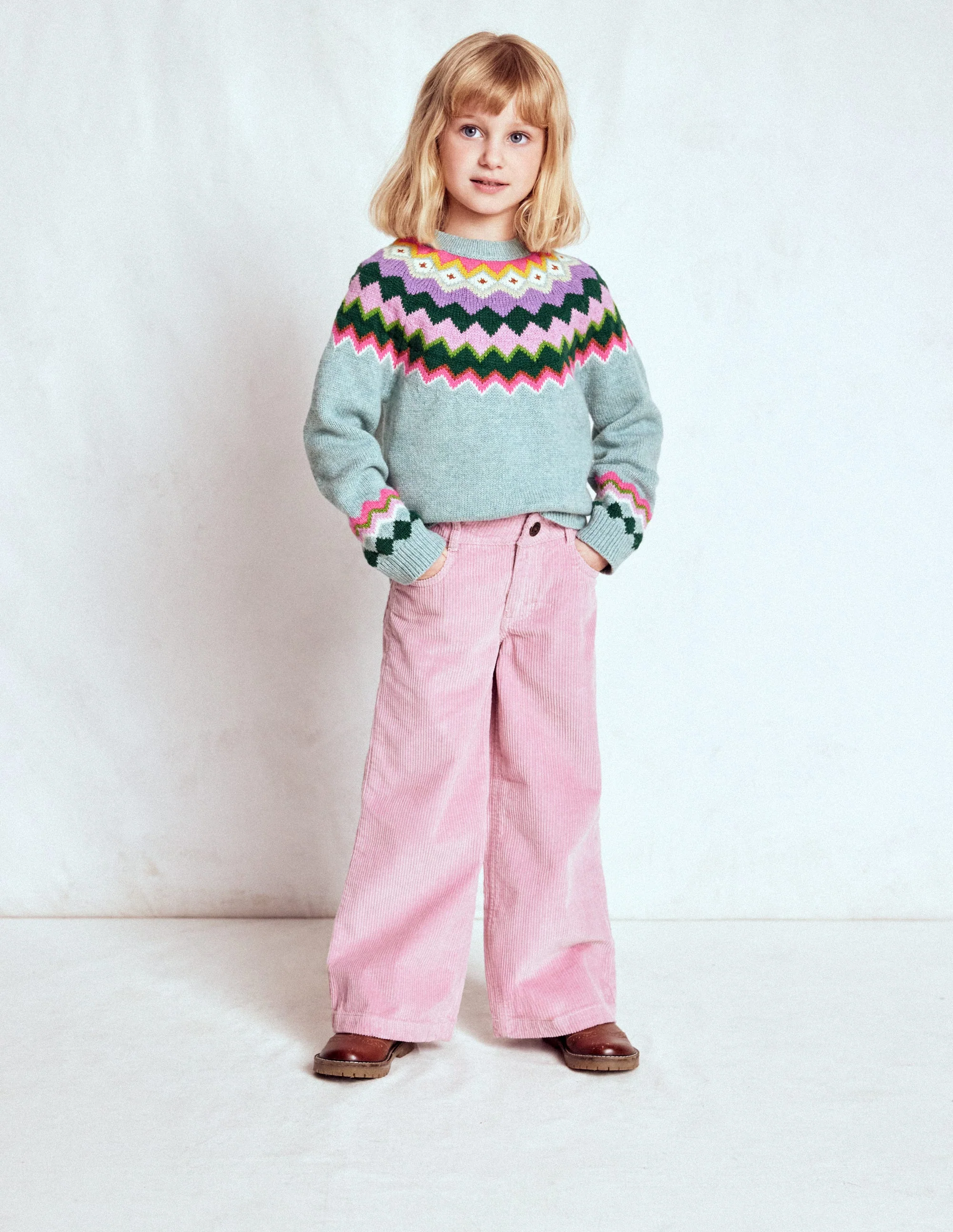 Eleanor Fair Isle Sweater-Sea Mist Blue Fair Isle