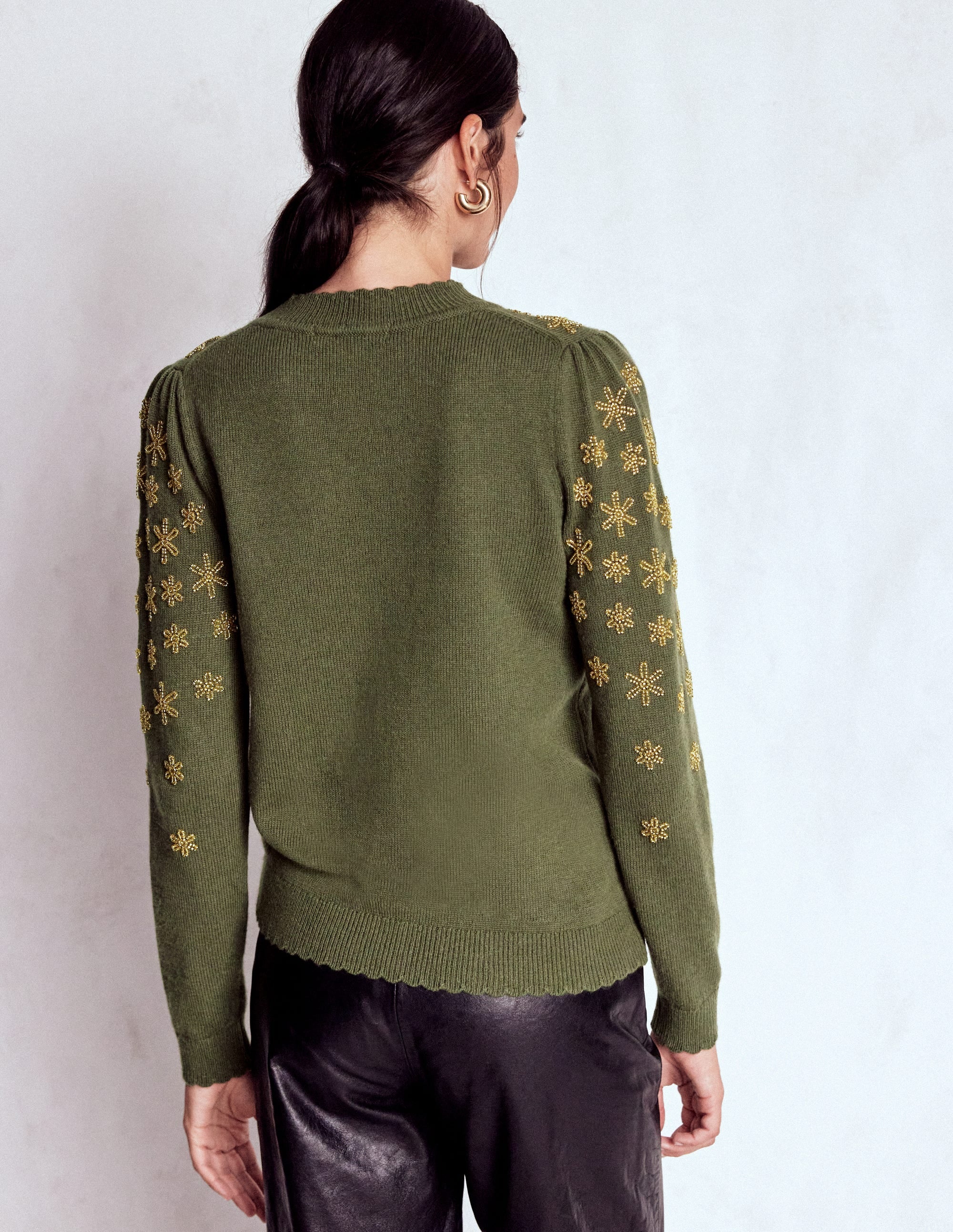 Elizabeth Embellished Sweater-Leaf Green
