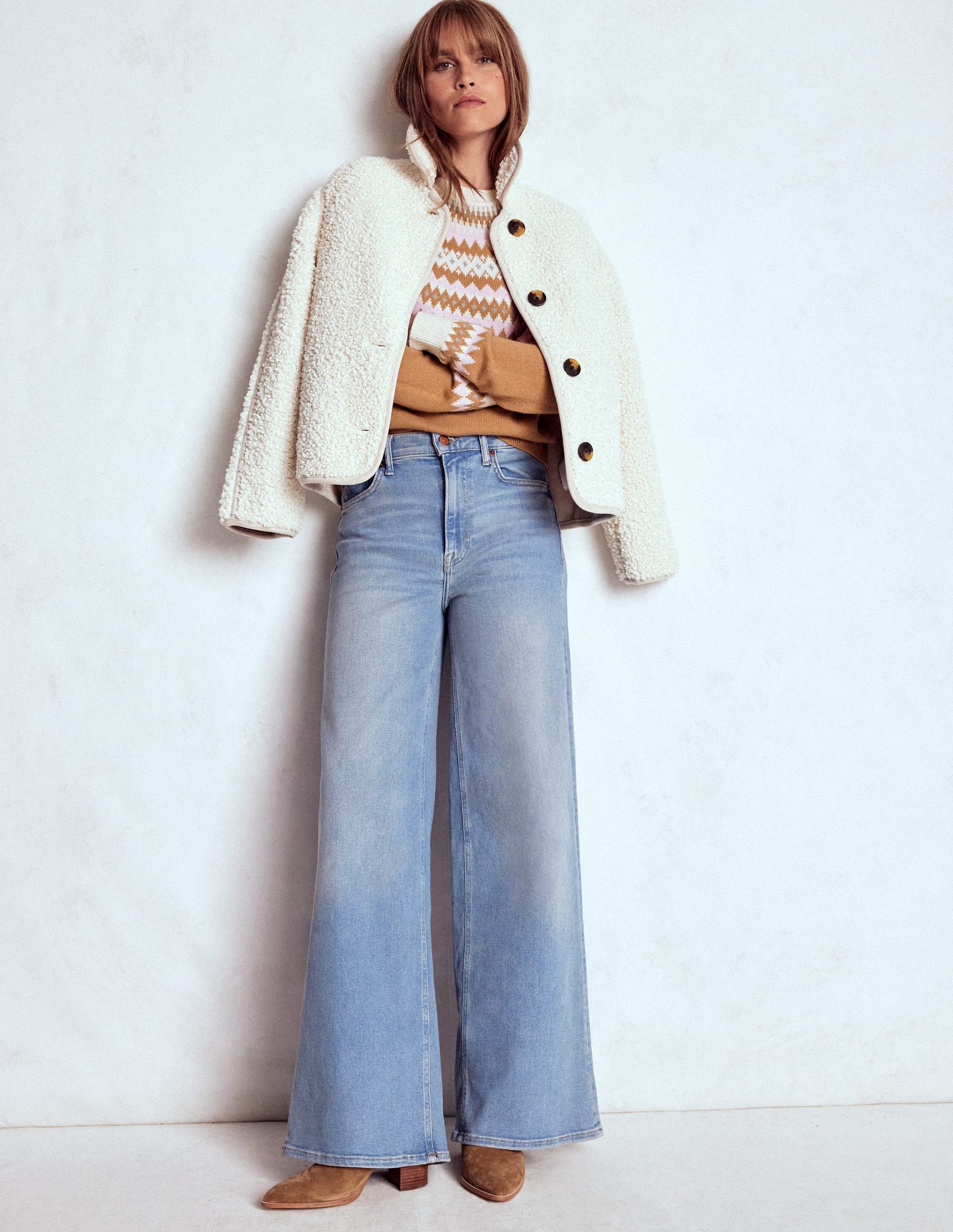 Edie Fair Isle Sweater-Camel Melange Fair Isle