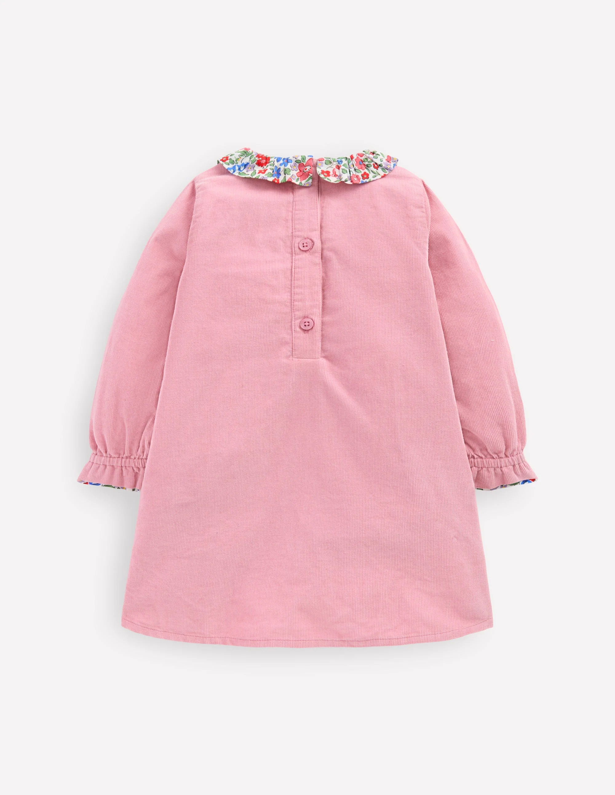 Frill Neck Woven Dress-Rose Pink