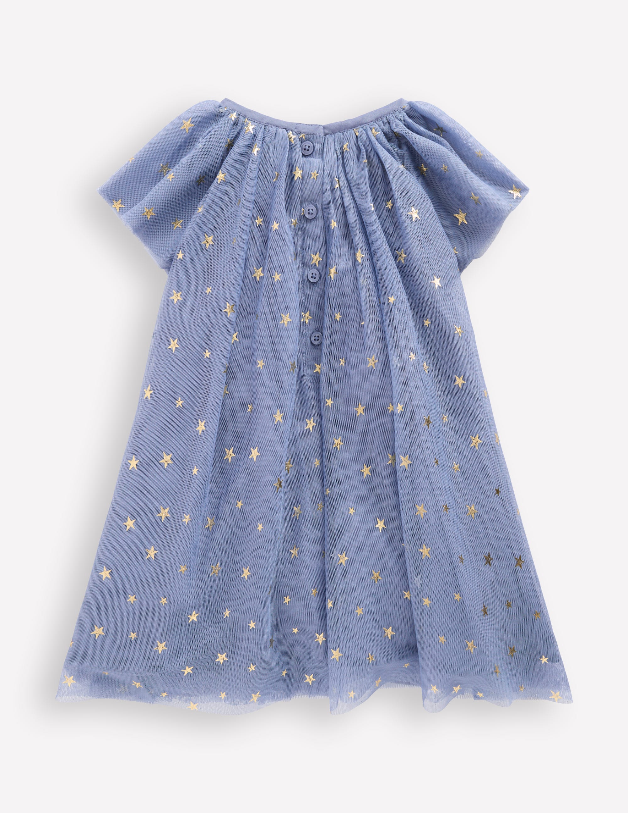 Layered Tulle Dress-Blue Gold Foil Star
