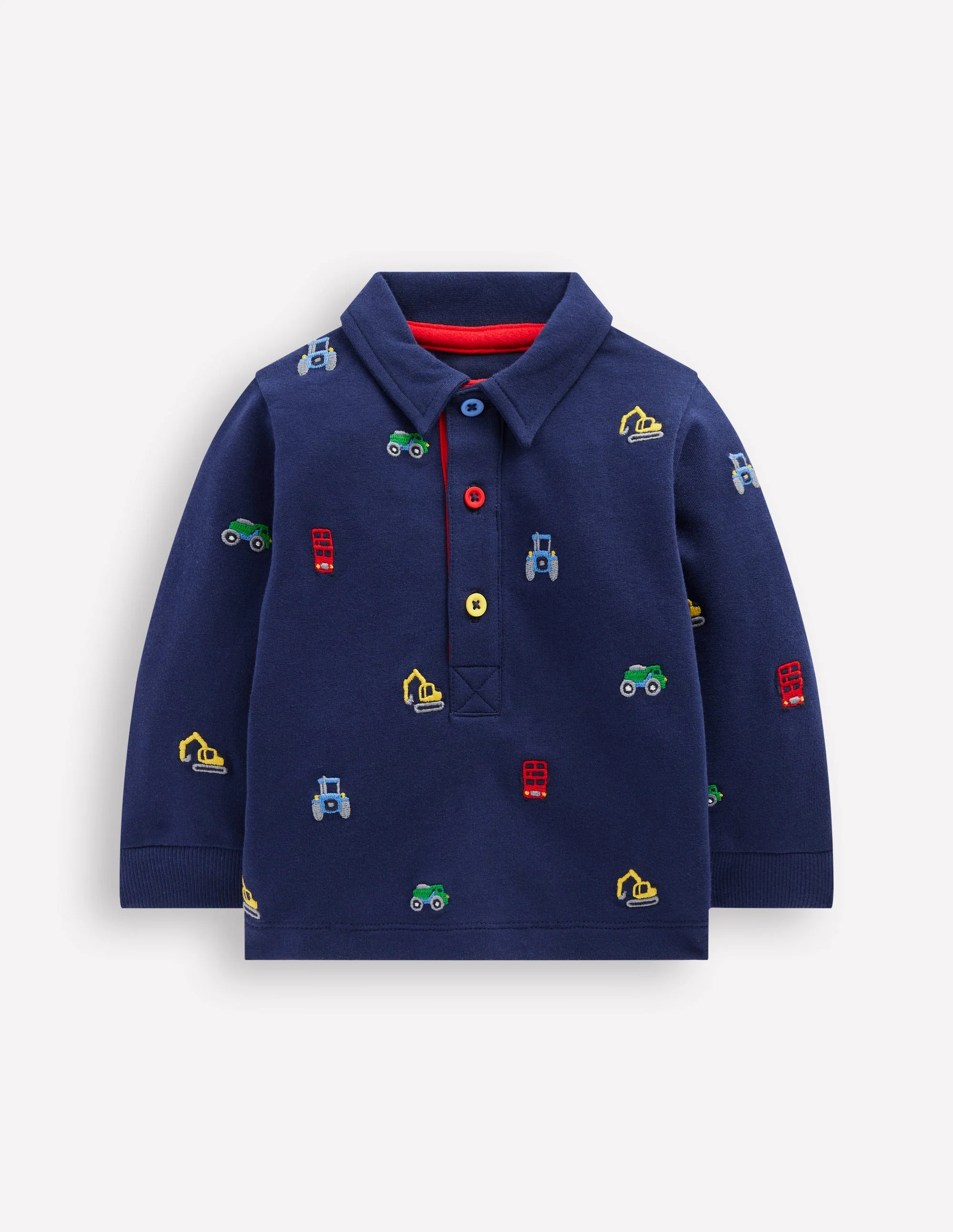 Jersey Sweat Rugby Shirt-Blue Transport Embroidery