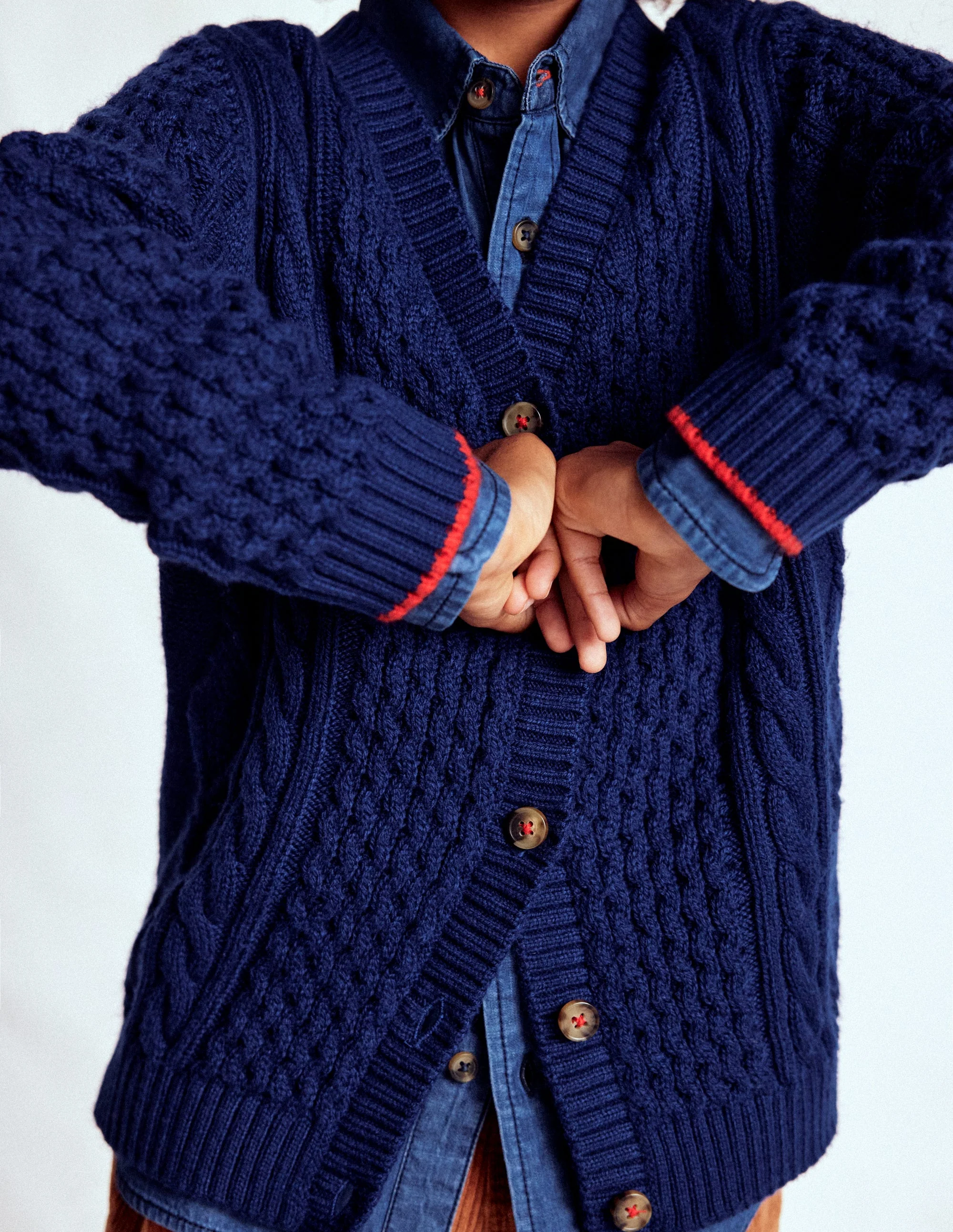 Heritage Cable Cardigan-College Navy