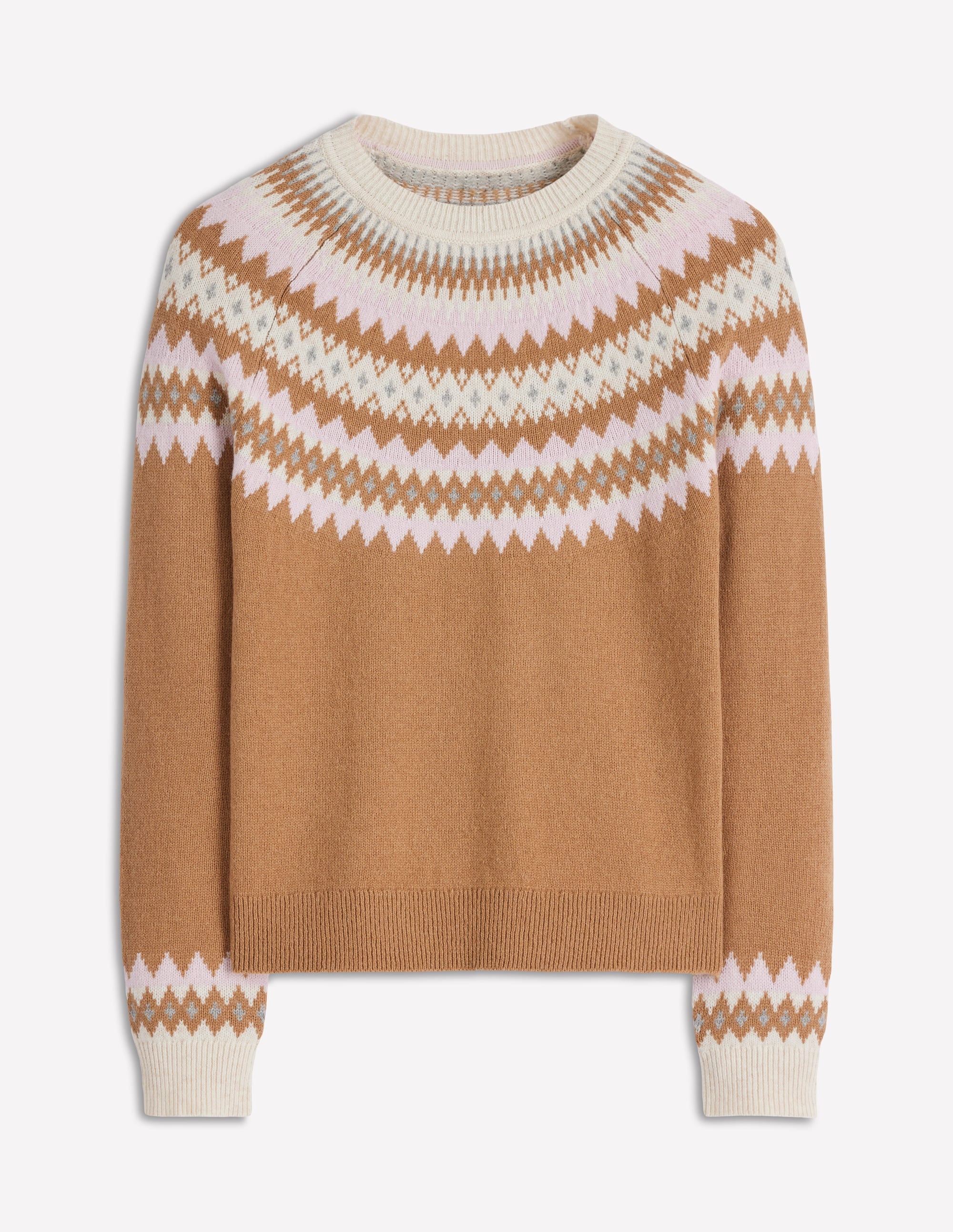 Edie Fair Isle Sweater-Camel Melange Fair Isle