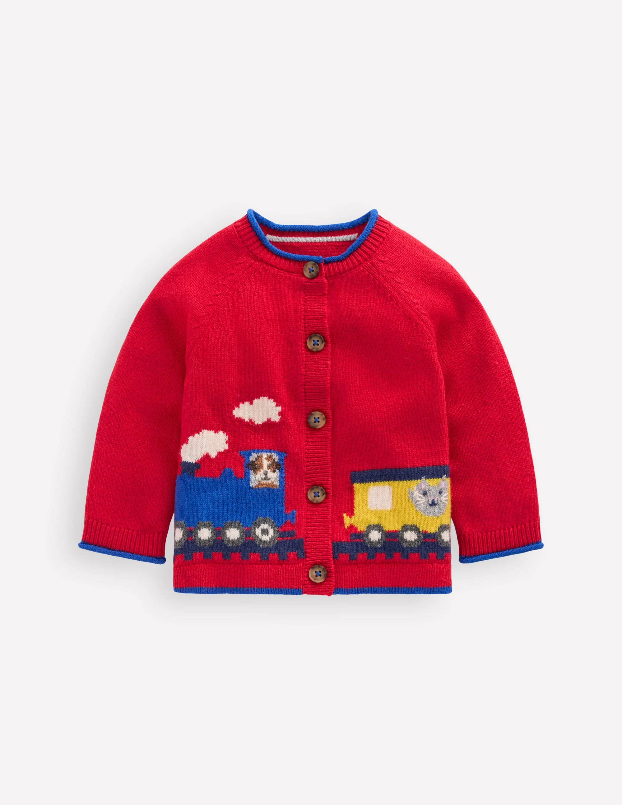 Novelty Logo Cardigan-Rockabilly Red Trains