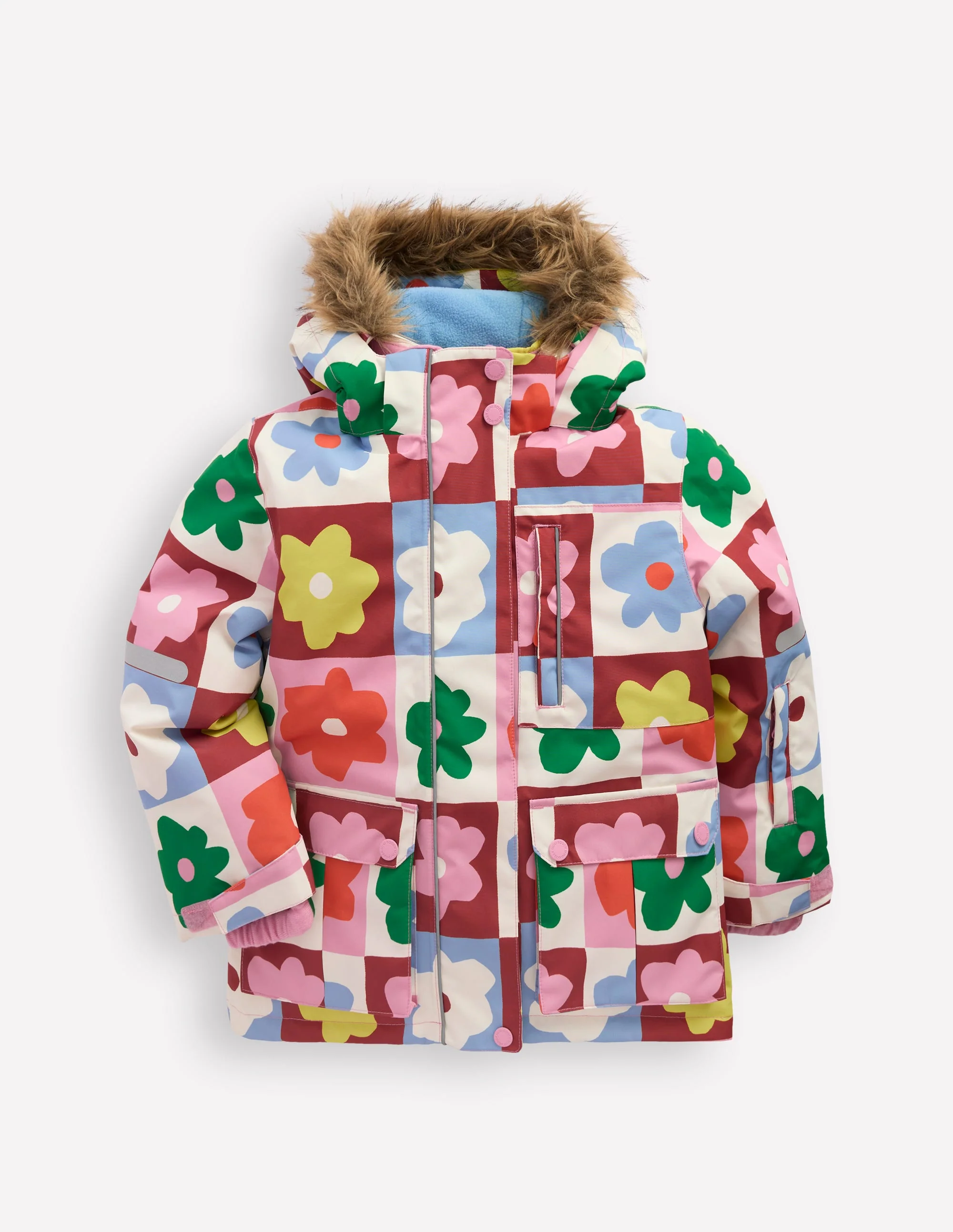 All-weather Waterproof Coat-Multi Flower Check