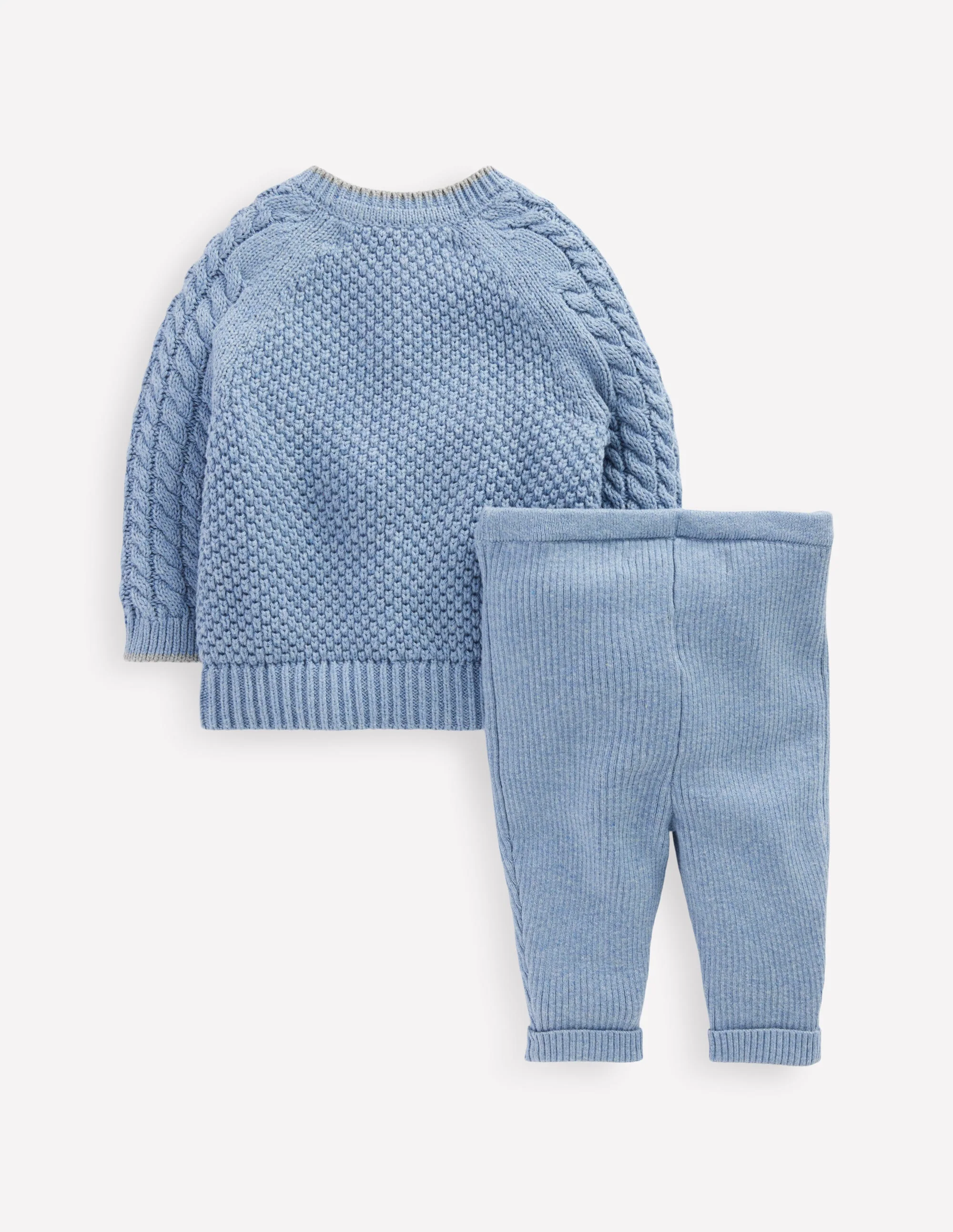 Cable Knitted Play Set-Glacier Blue Marl