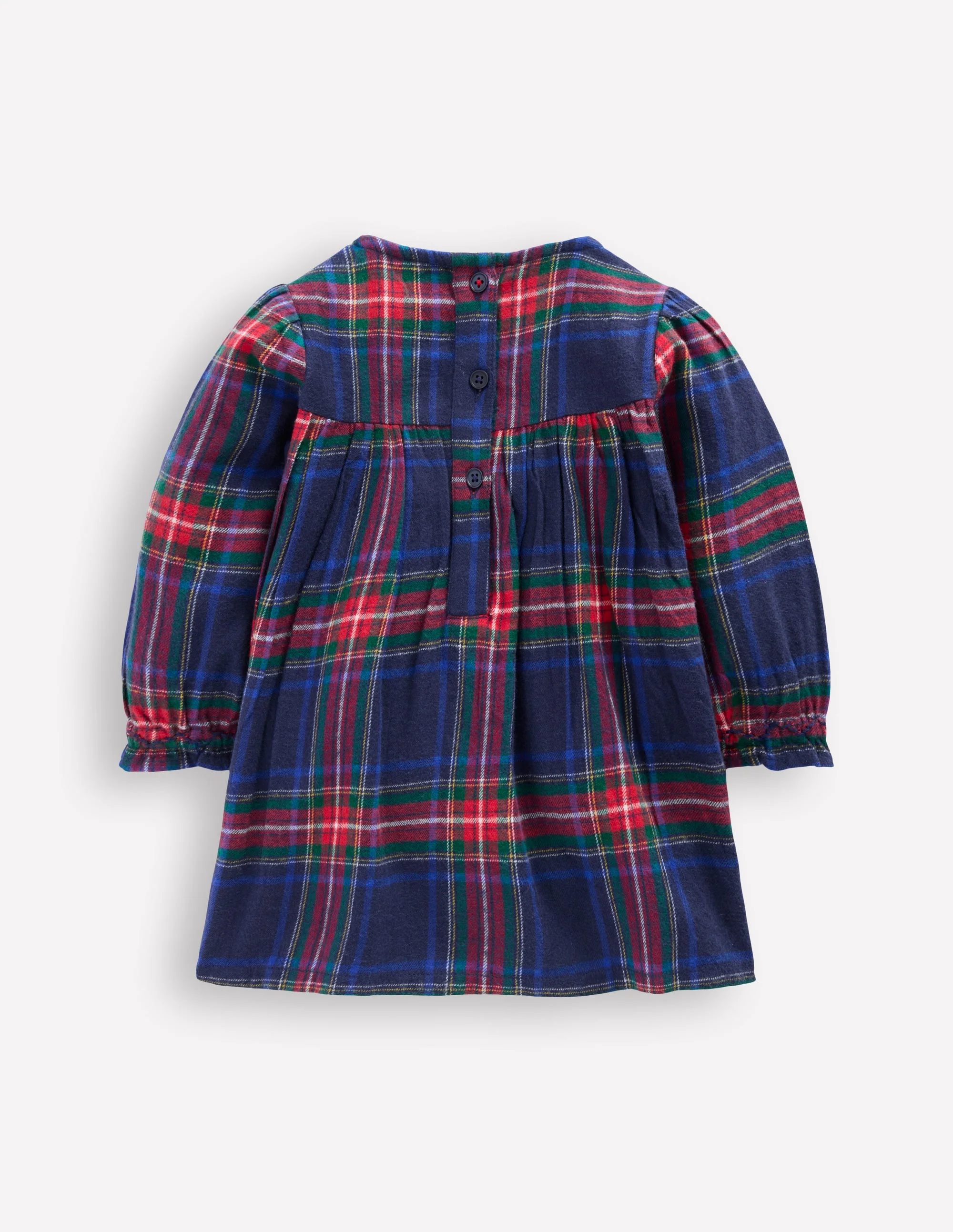 Smocked Occasion Dress-Navy Check