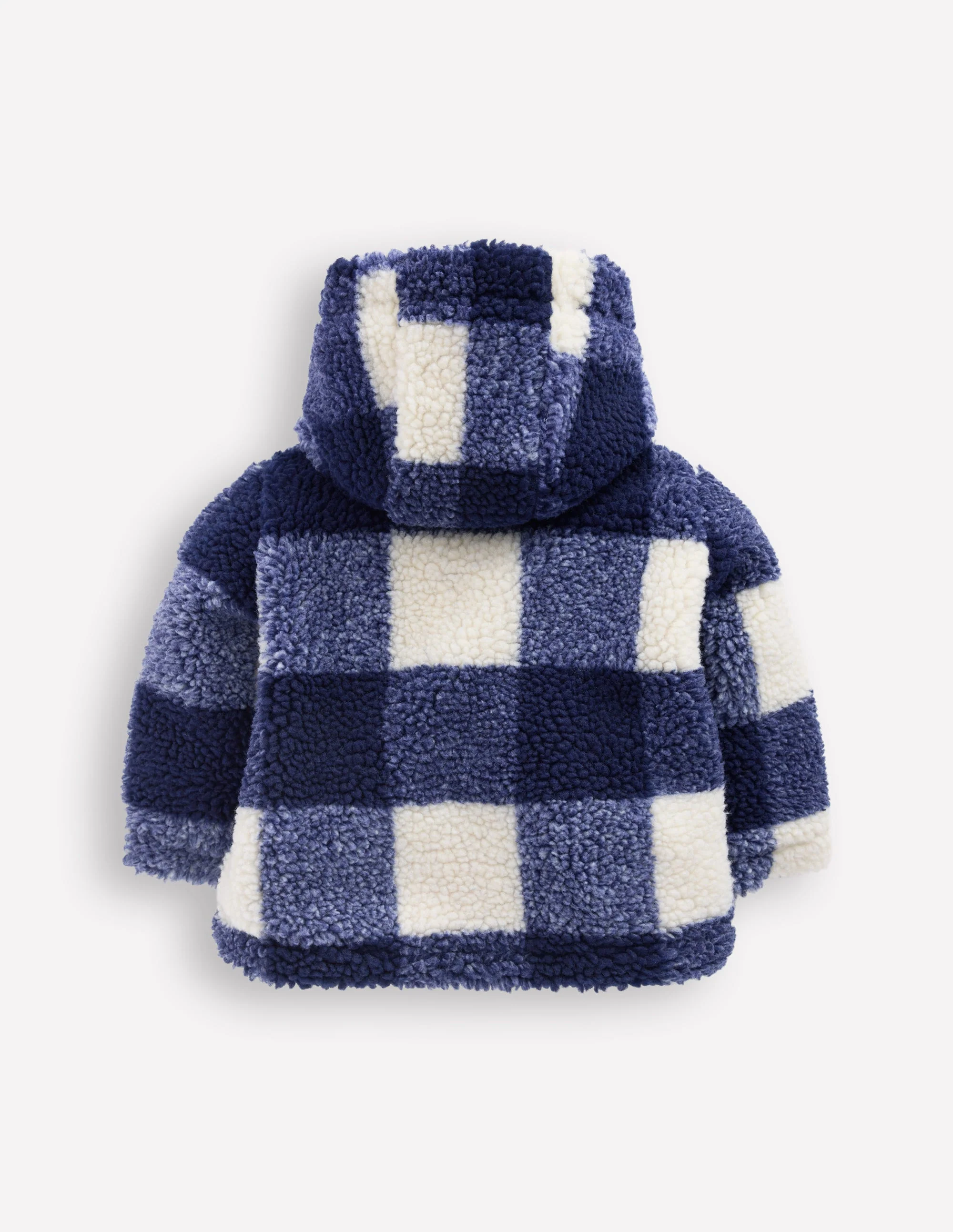 Boys Borg Duffle Coat-Navy Gingham