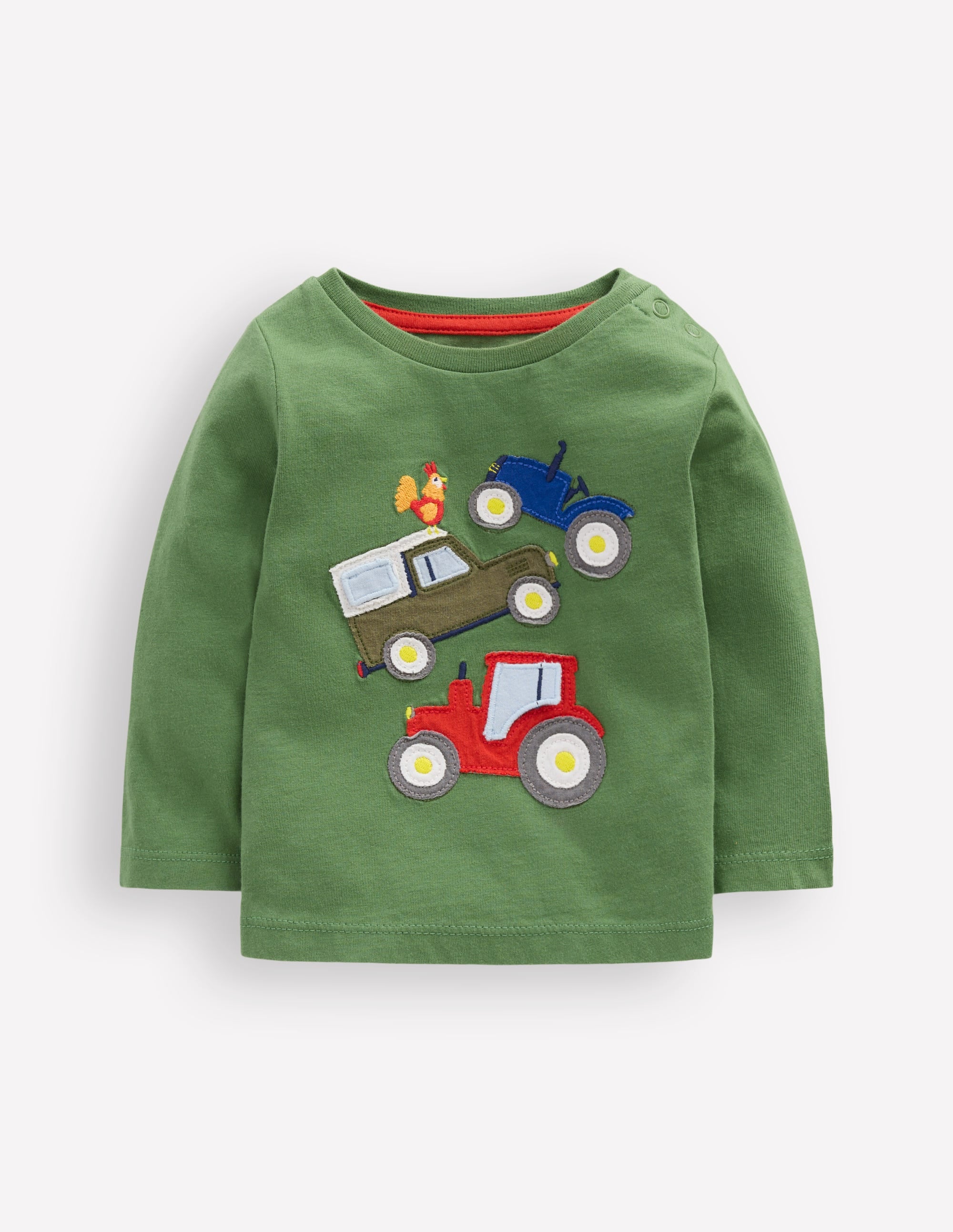 Long Sleeve Applique T-Shirt-Green Lift The Flap Transport