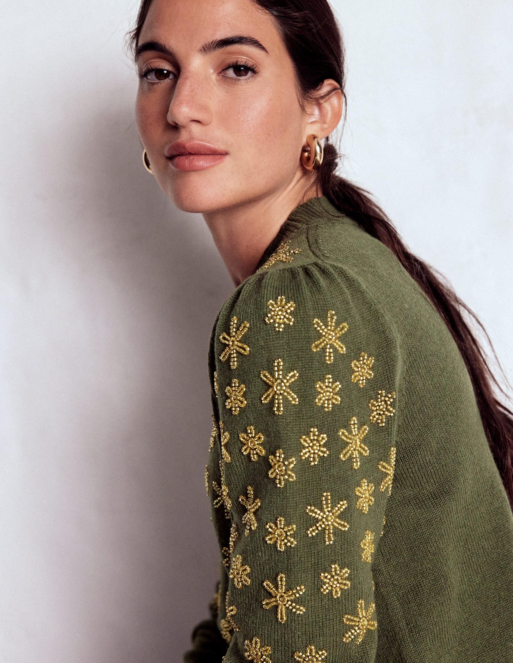 Elizabeth Embellished Sweater-Leaf Green