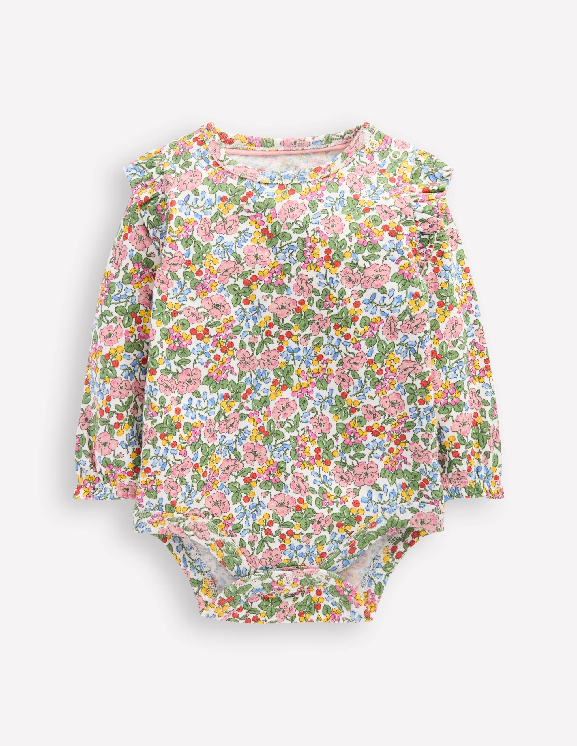Frill Shoulder Body-Soft Ivory Berry Floral