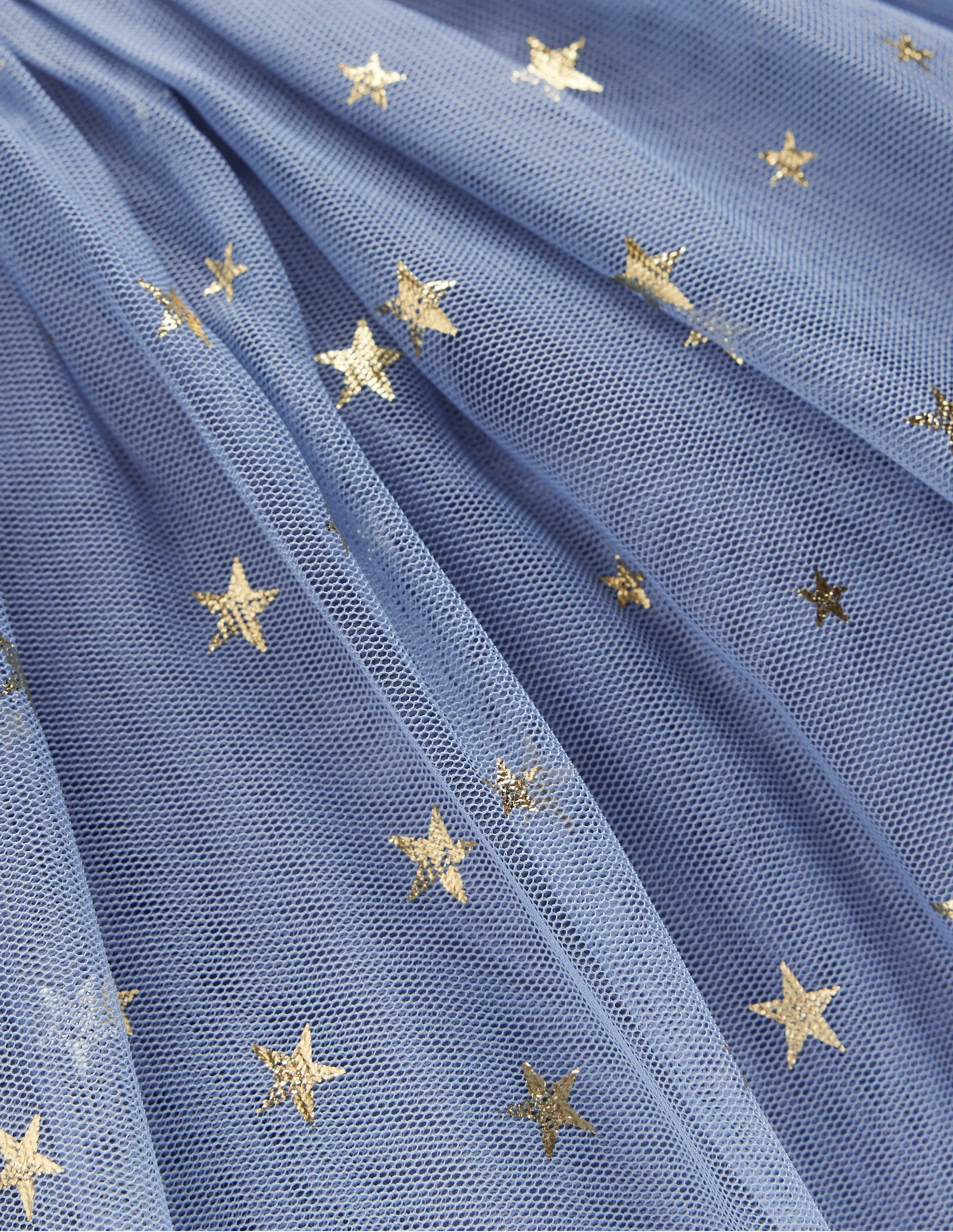 Layered Tulle Dress-Blue Gold Foil Star