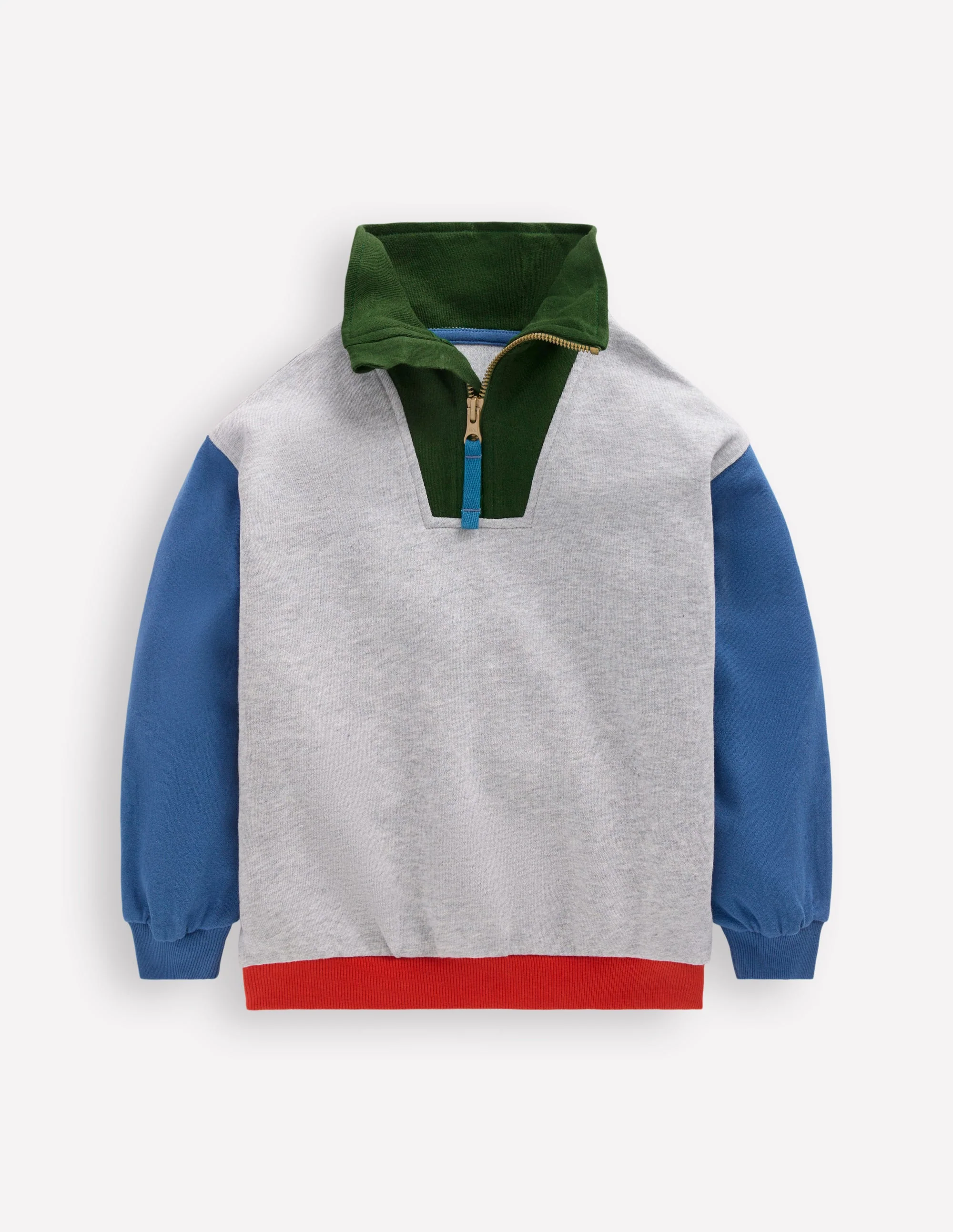 Half-Zip Sweatshirt-Grey Marl Colourblock