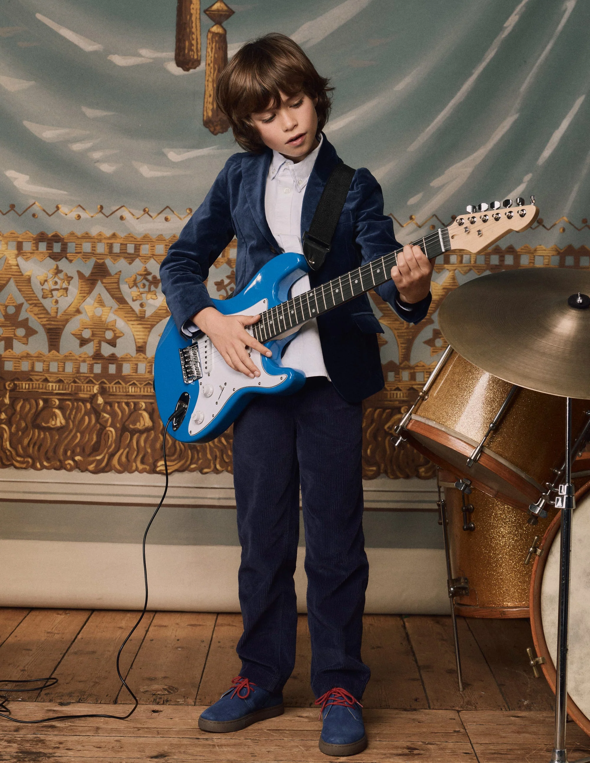 Classic Velvet Blazer-College Navy Velvet