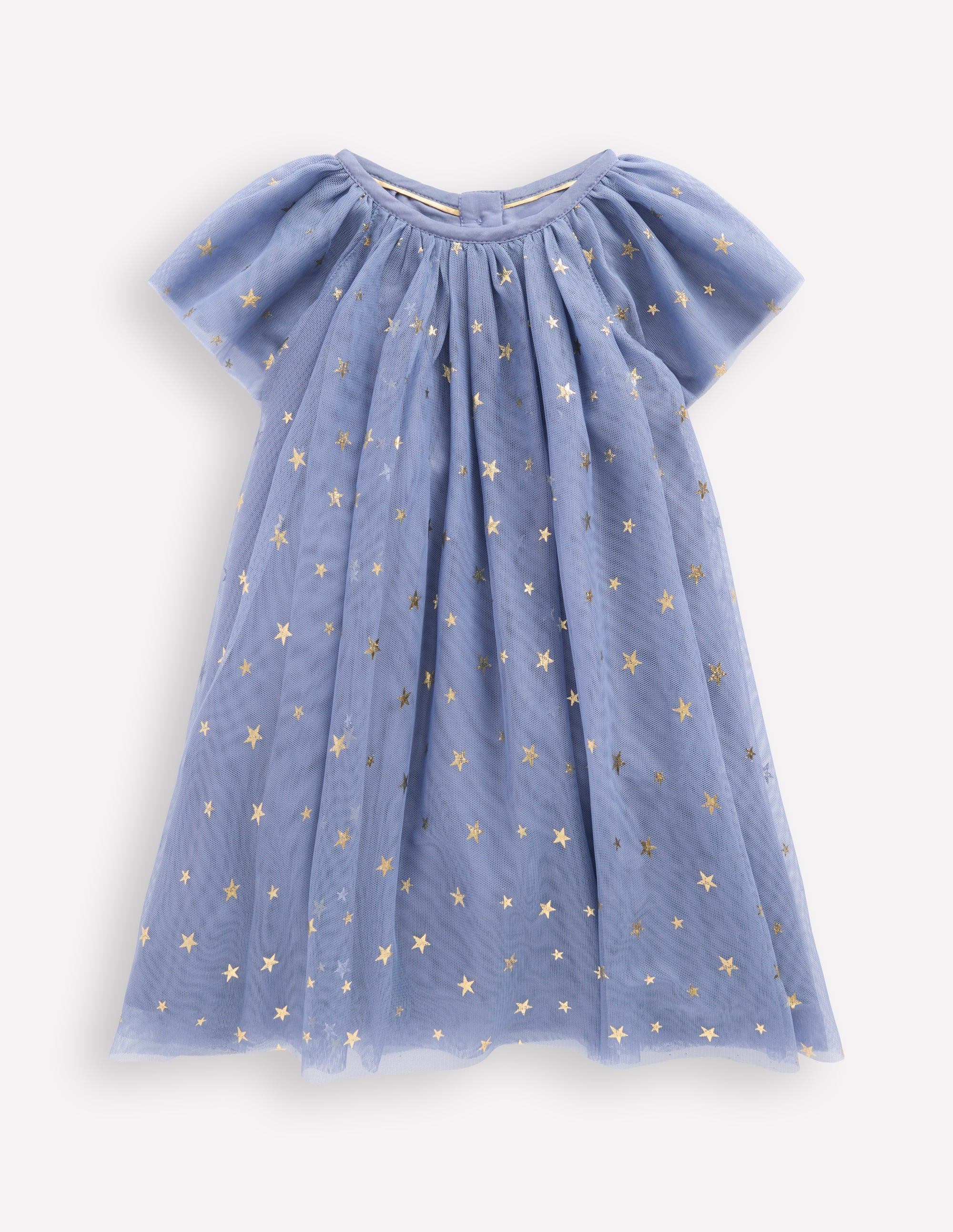 Layered Tulle Dress-Blue Gold Foil Star