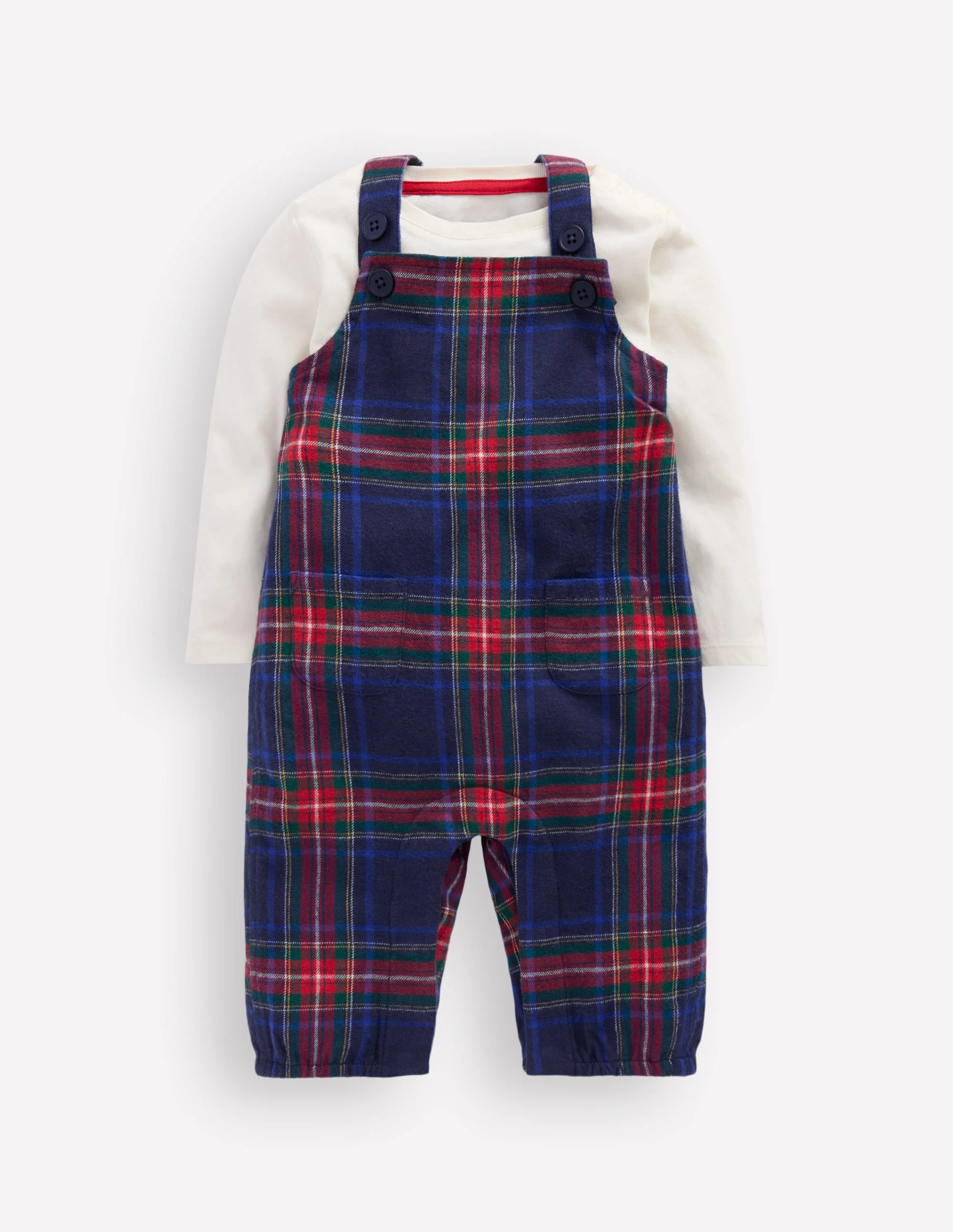Nostalgic Romper Set-Navy Check