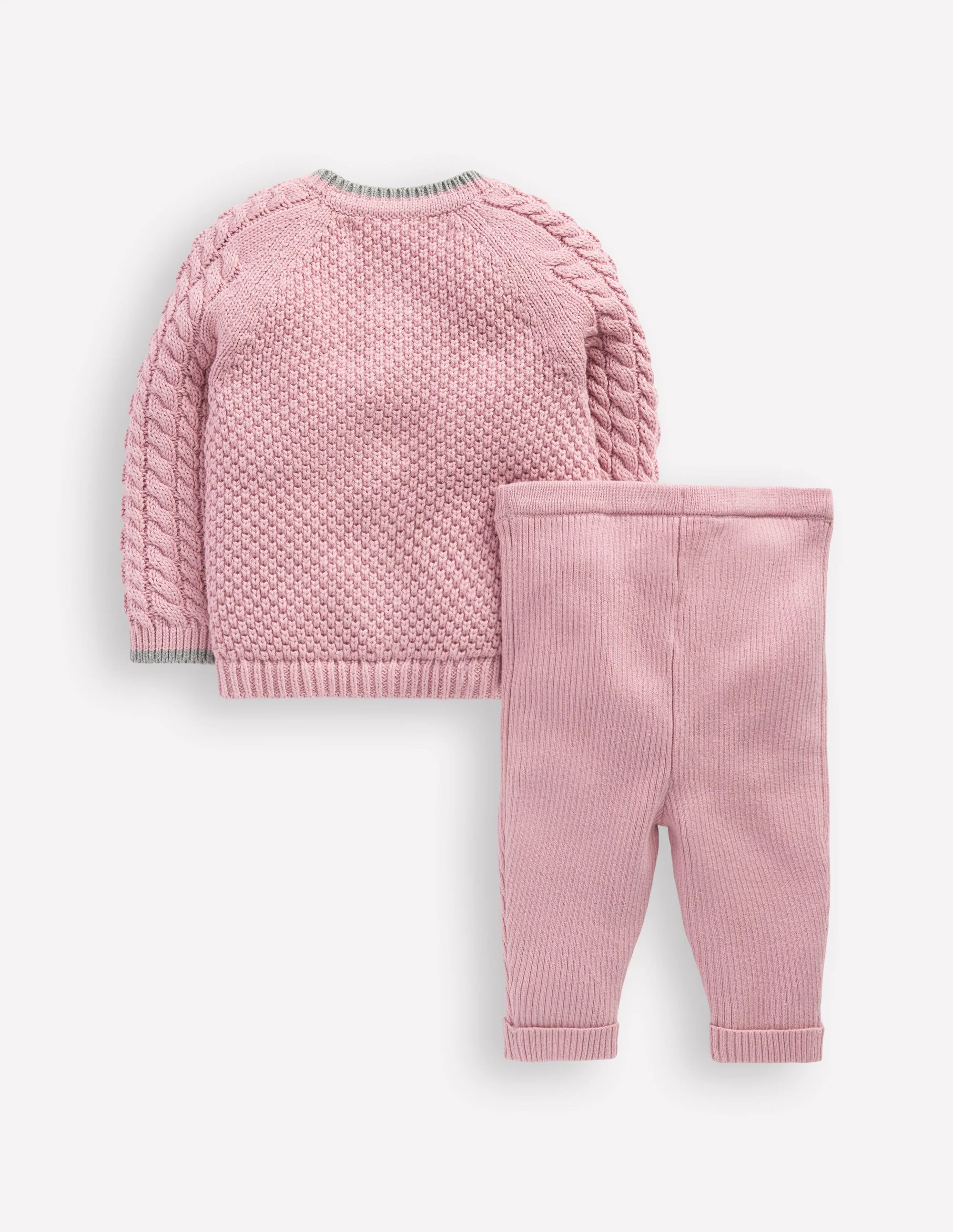 Cable Knitted Play Set-Vintage Pink