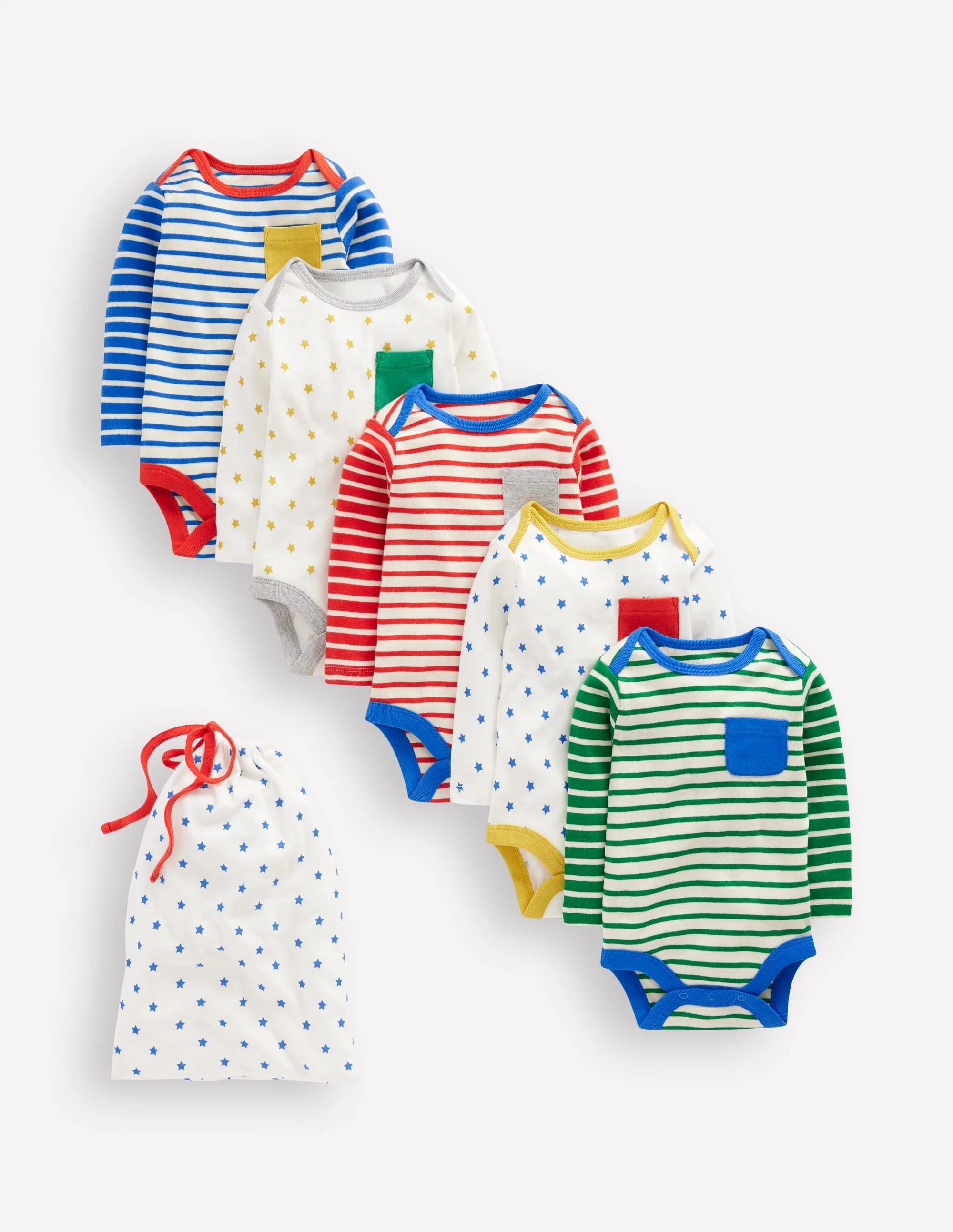 Striped 5 Pack Bodies-Multi Stripes/Stars
