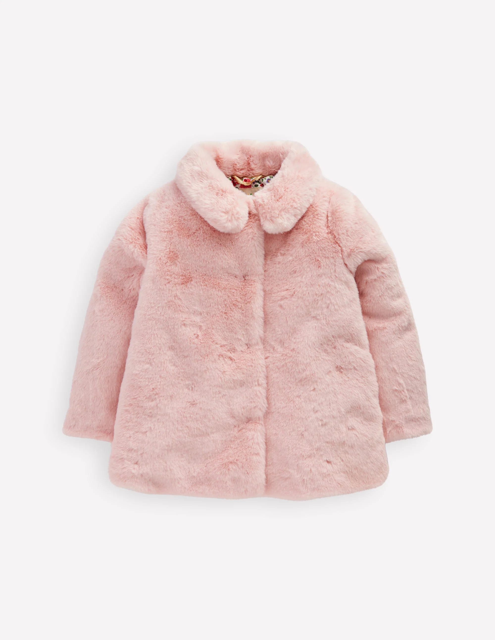 Faux Fur Collared Coat-Pink