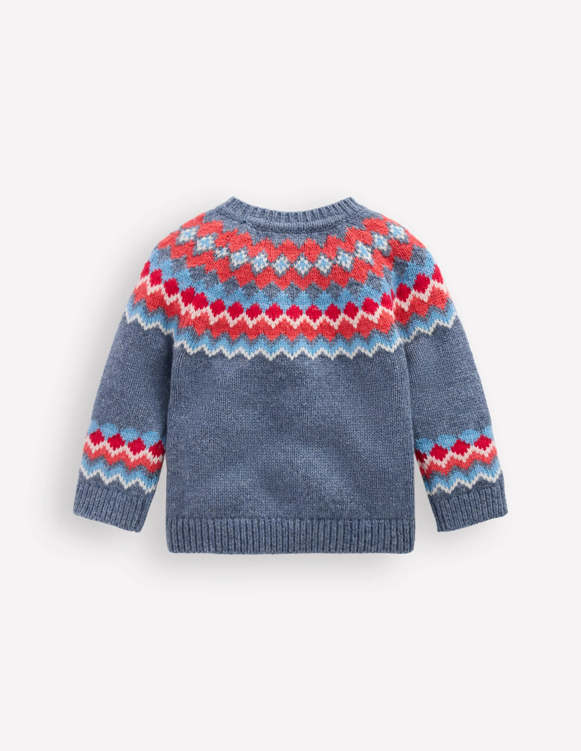 Fair Isle Button Sweater-Blue Classic Fair Isle