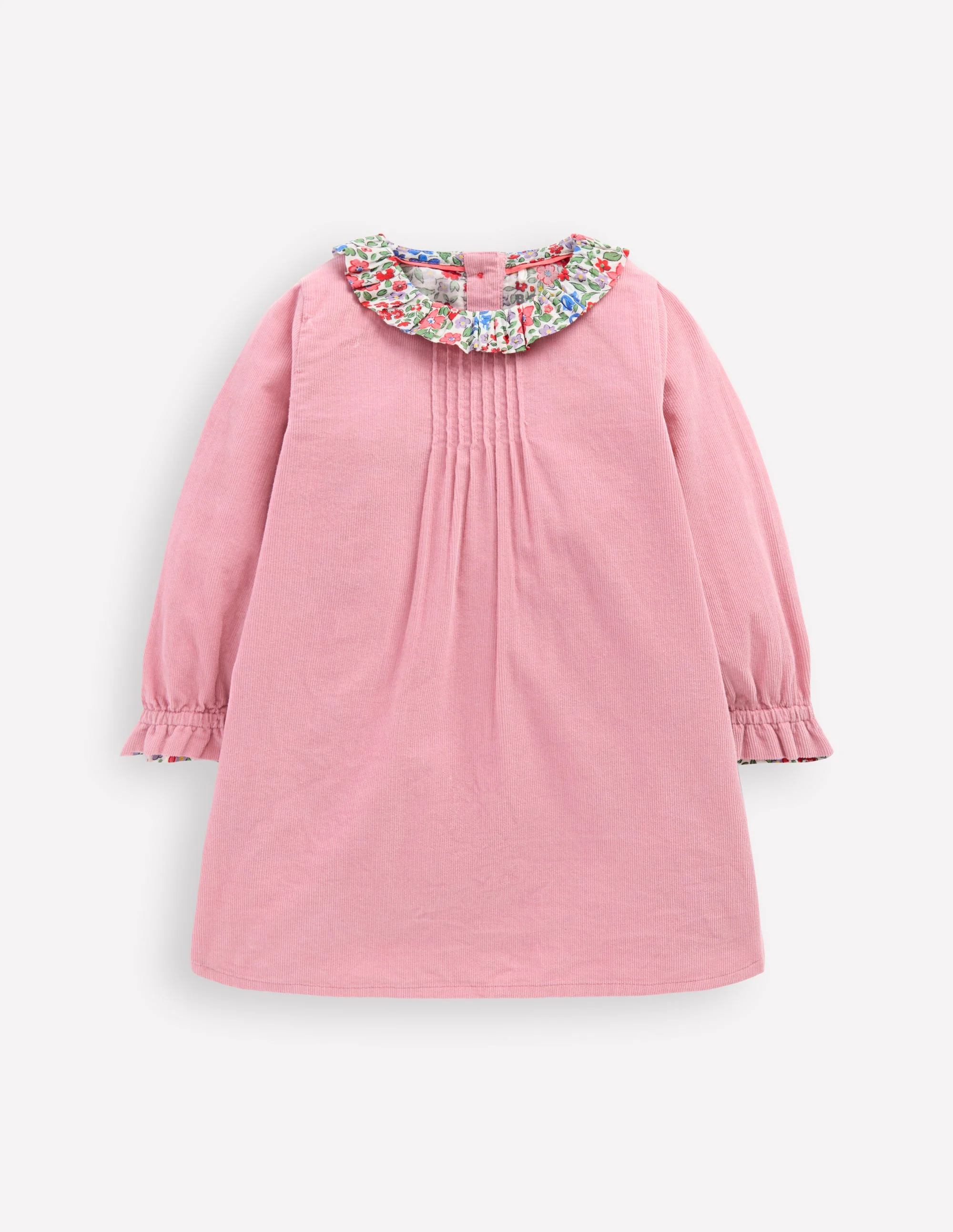 Frill Neck Woven Dress-Rose Pink