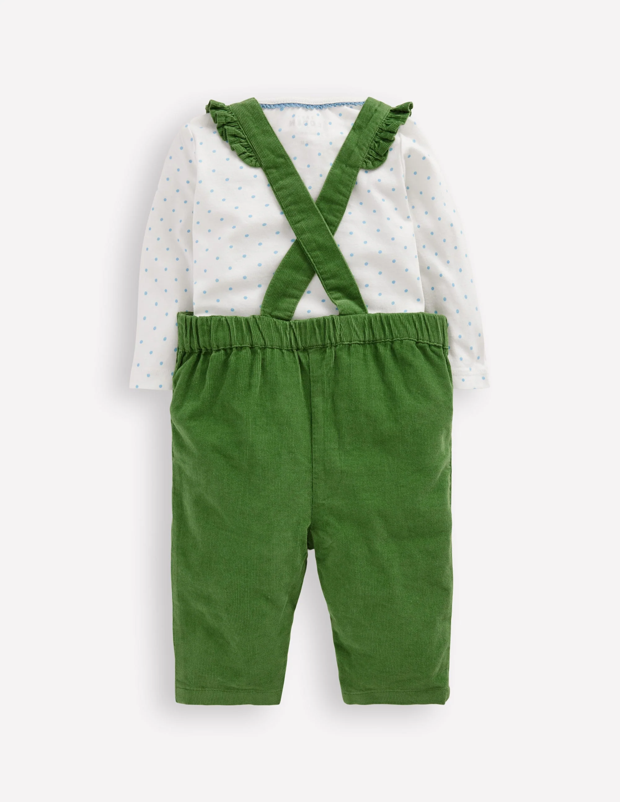 Woven Overalls Set-Broccoli Green Embroidered