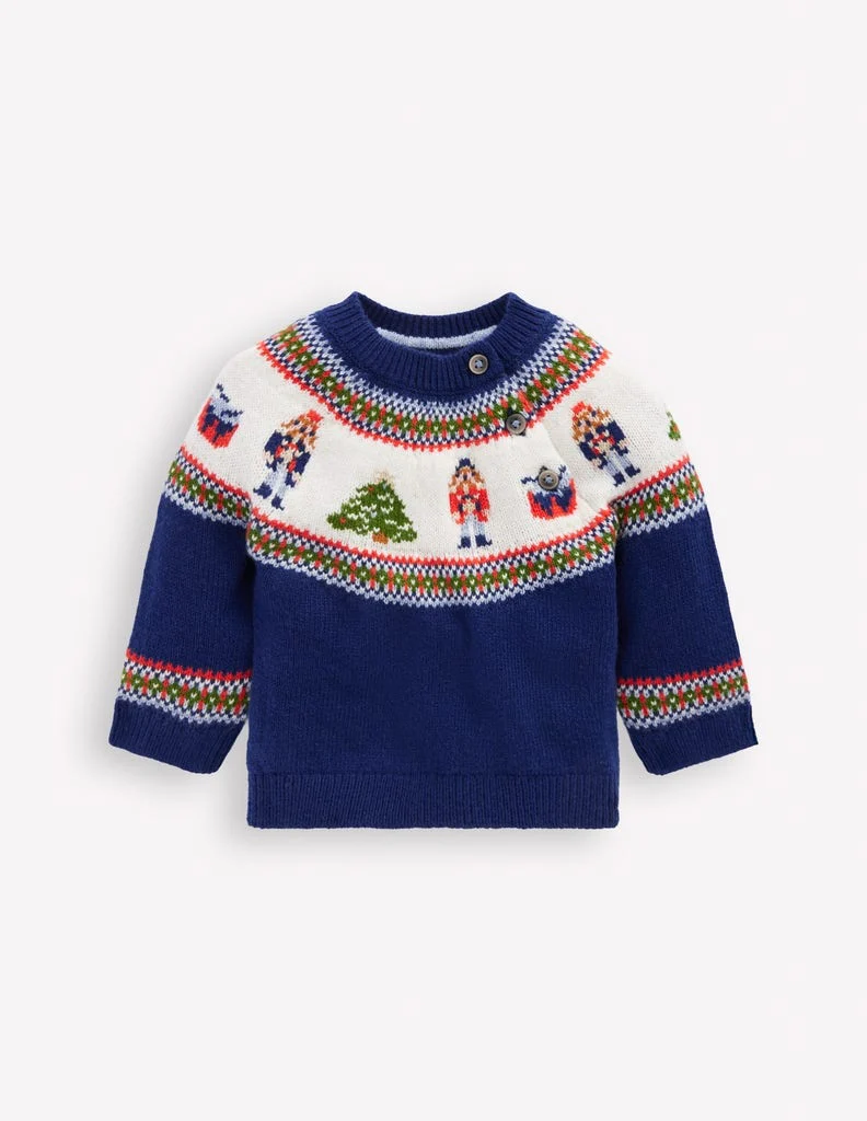 Fair isle Sweater-College Navy Nutcracker