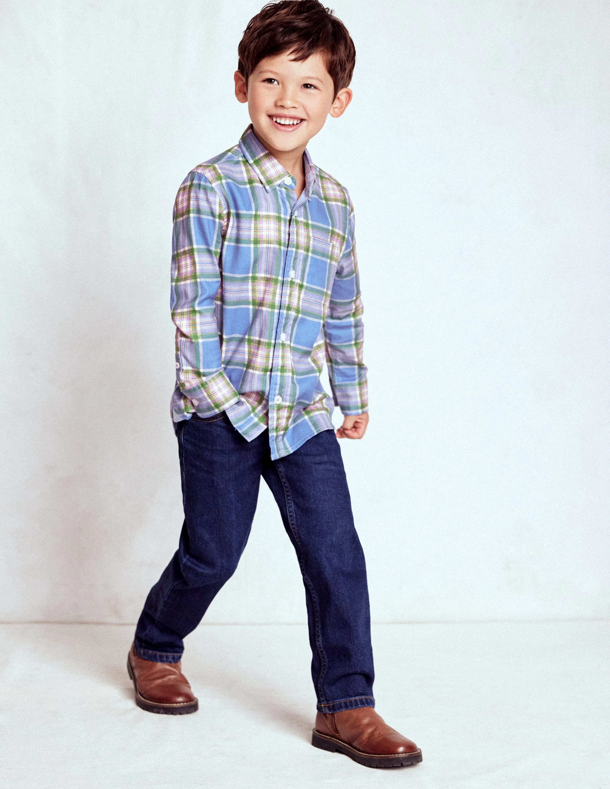 Cosy Cotton Check Shirt-Blue and Purple Check