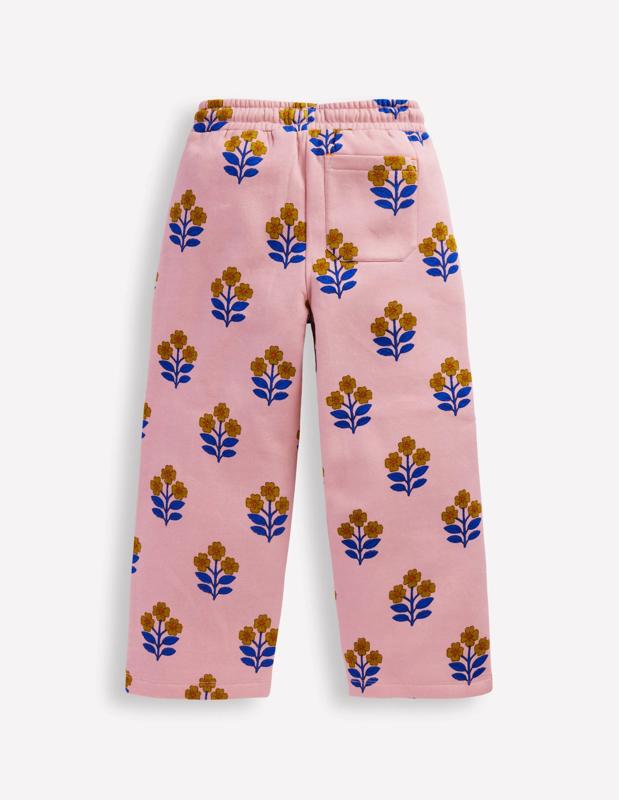 Wide Leg Printed Sweatpants-Formica Pink Woodblock Flower