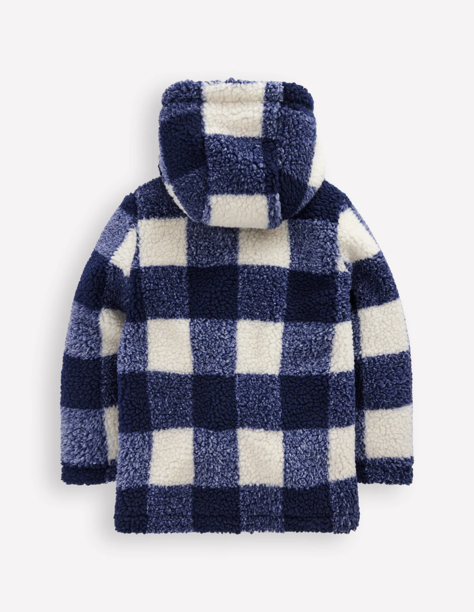 Borg Duffle Coat-Navy Gingham