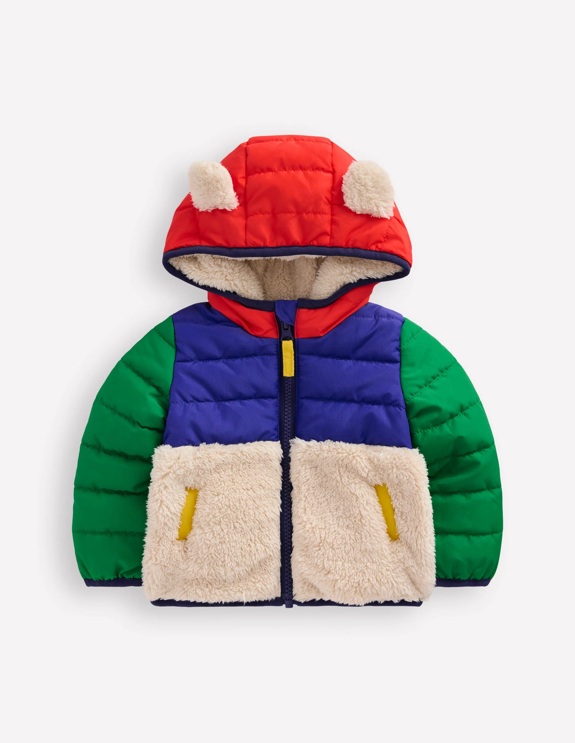 Boys Mixed Borg Jacket-Multi Colour Block