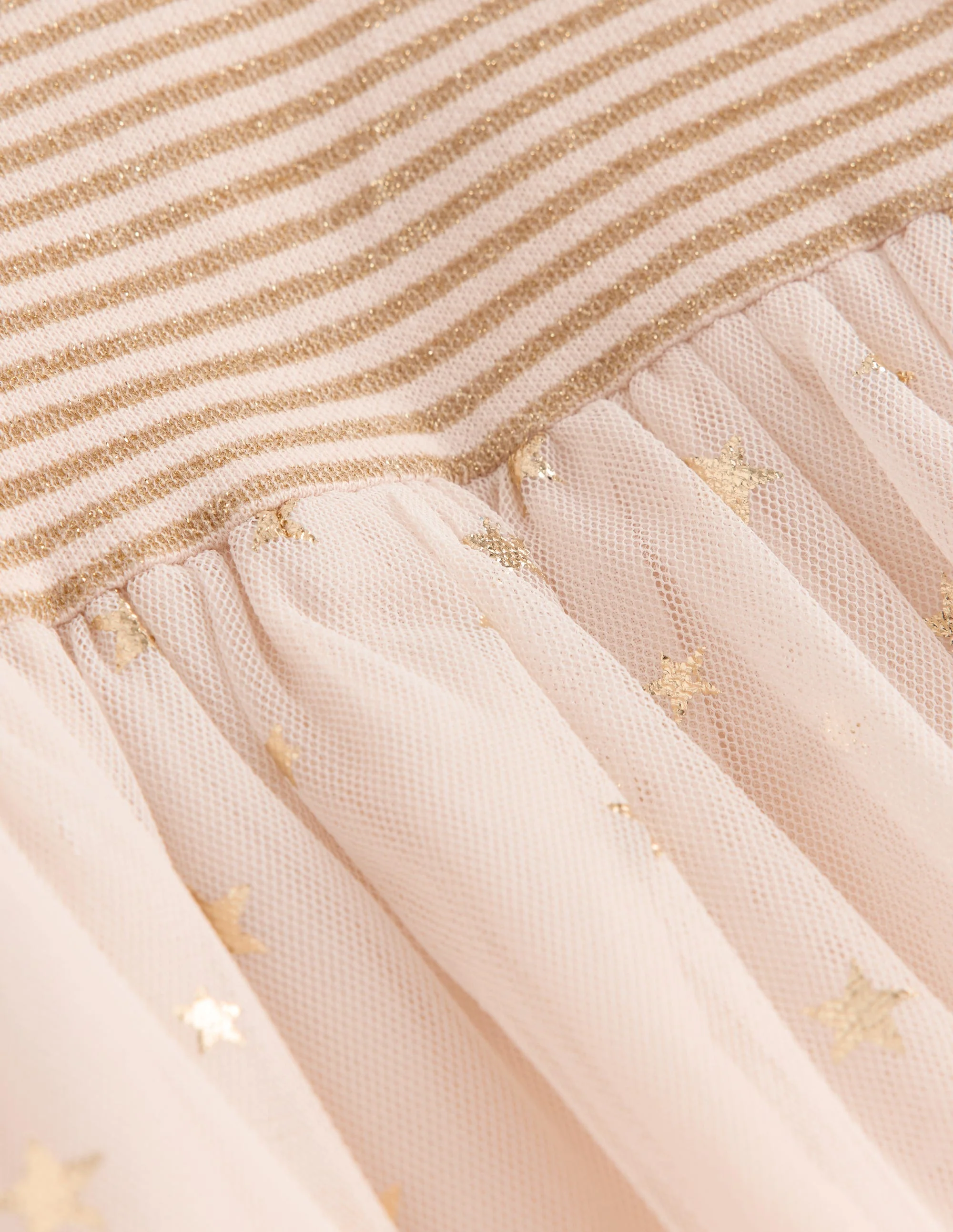 Jersey Tulle Dress-Soft Ivory/Gold Confetti