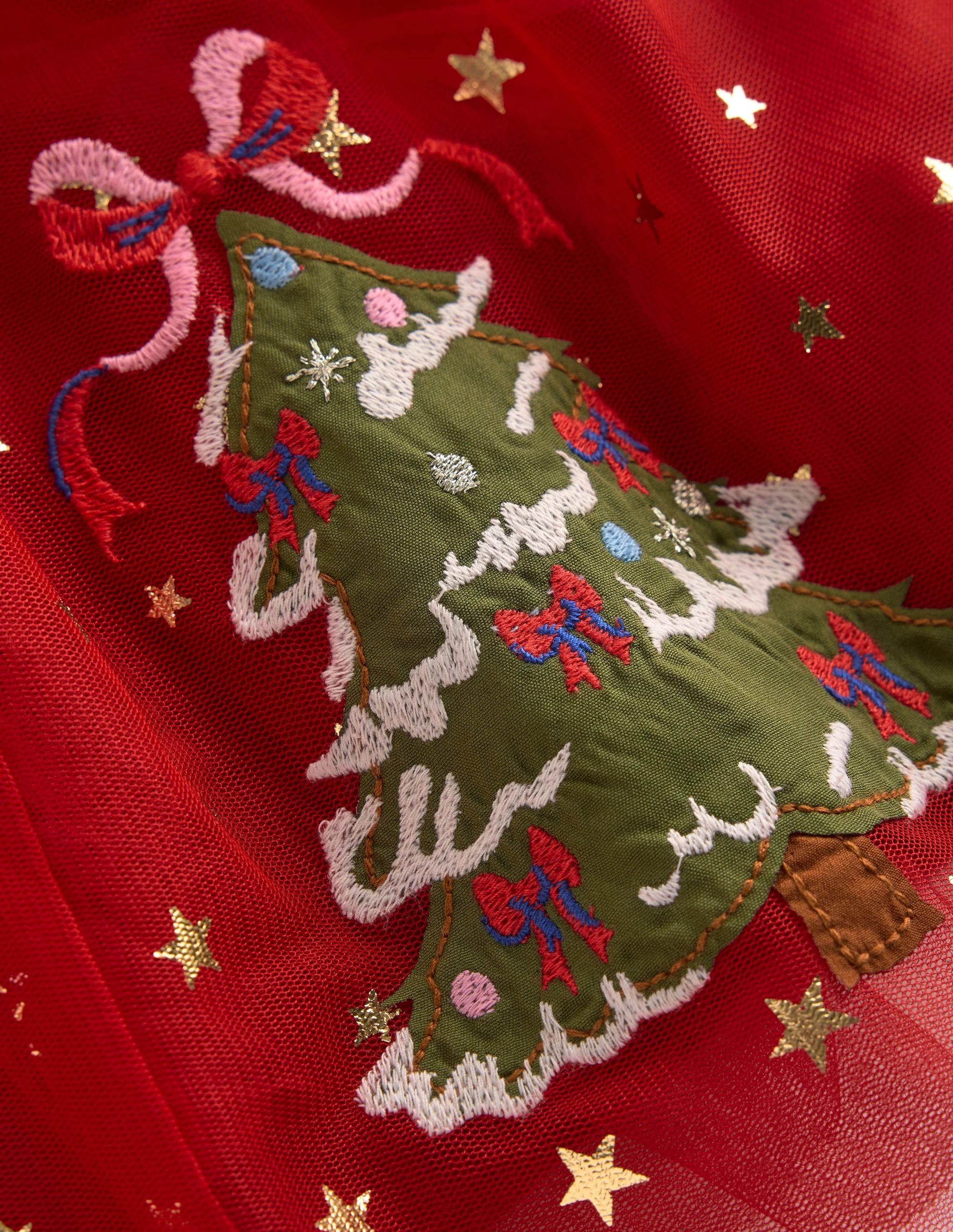 Velour Tulle Appliqué Dress-Carmine Red Nutcracker